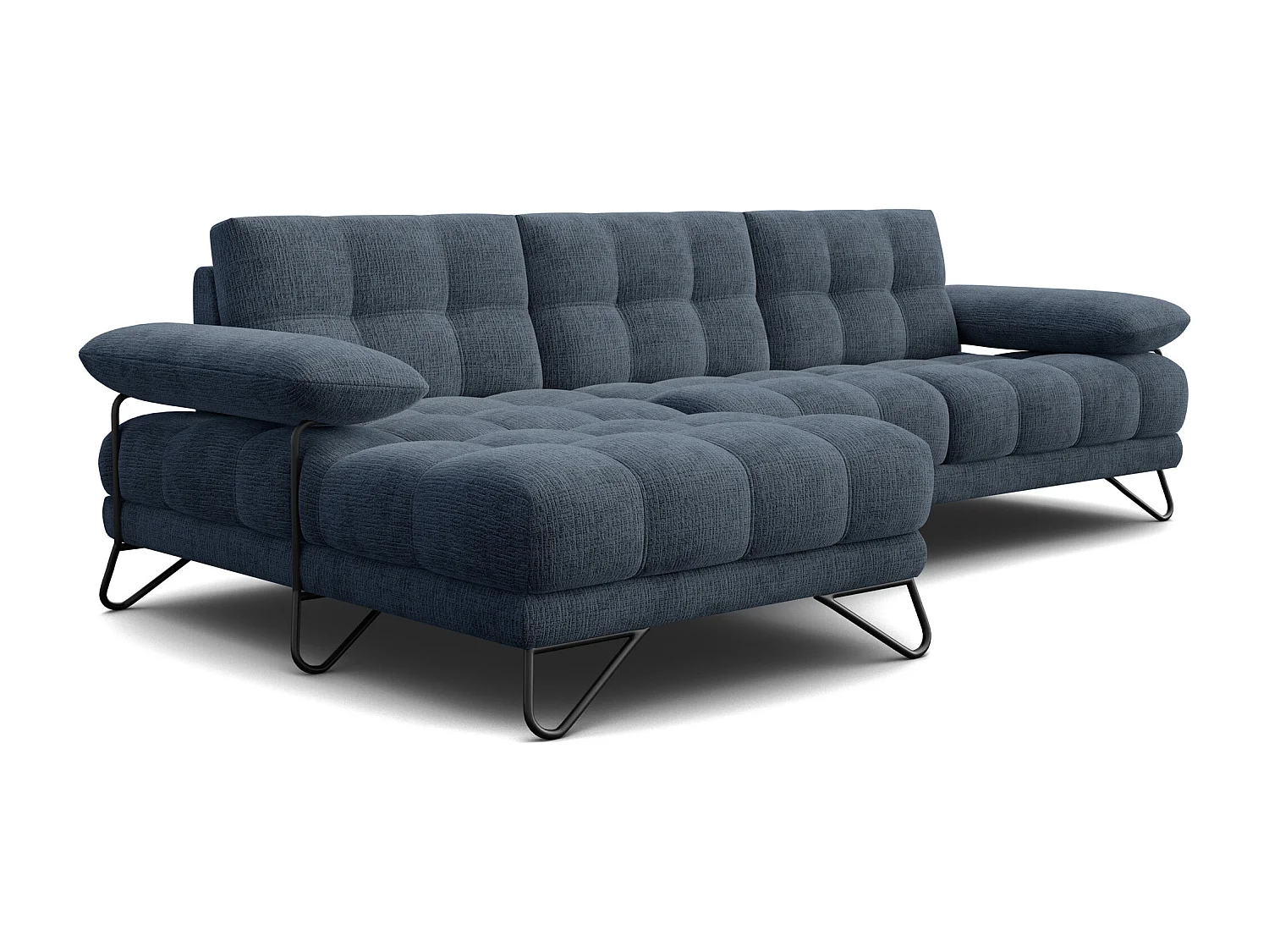 BUBBARA Ecksofa 4-Sitzer links, marineblau
