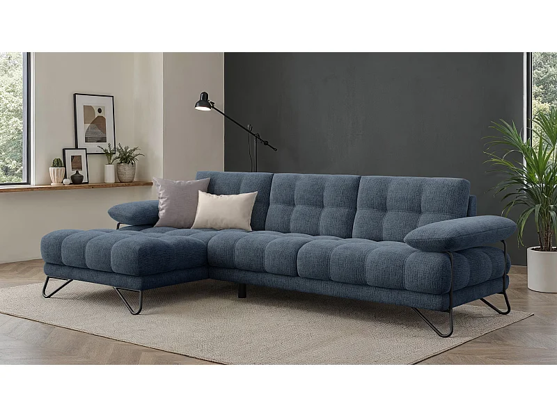 BUBBARA Ecksofa 4-Sitzer links, marineblau