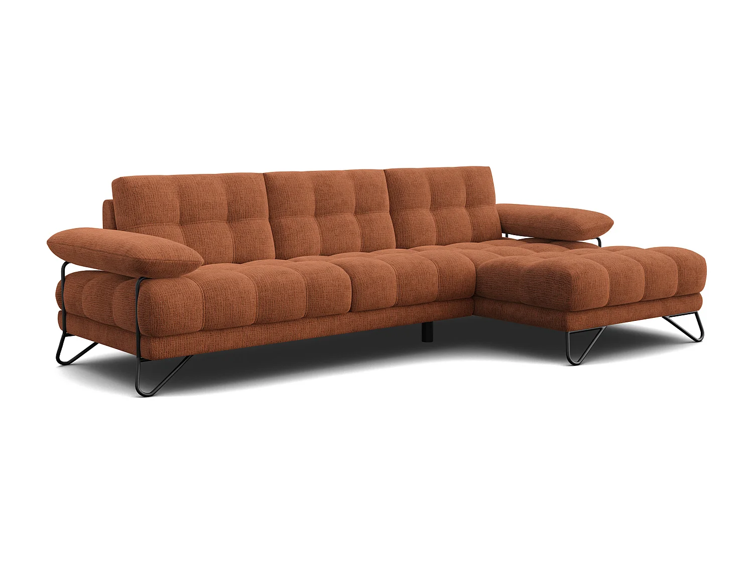 BUBBARA Ecksofa 4-Sitzer rechts, rostrot