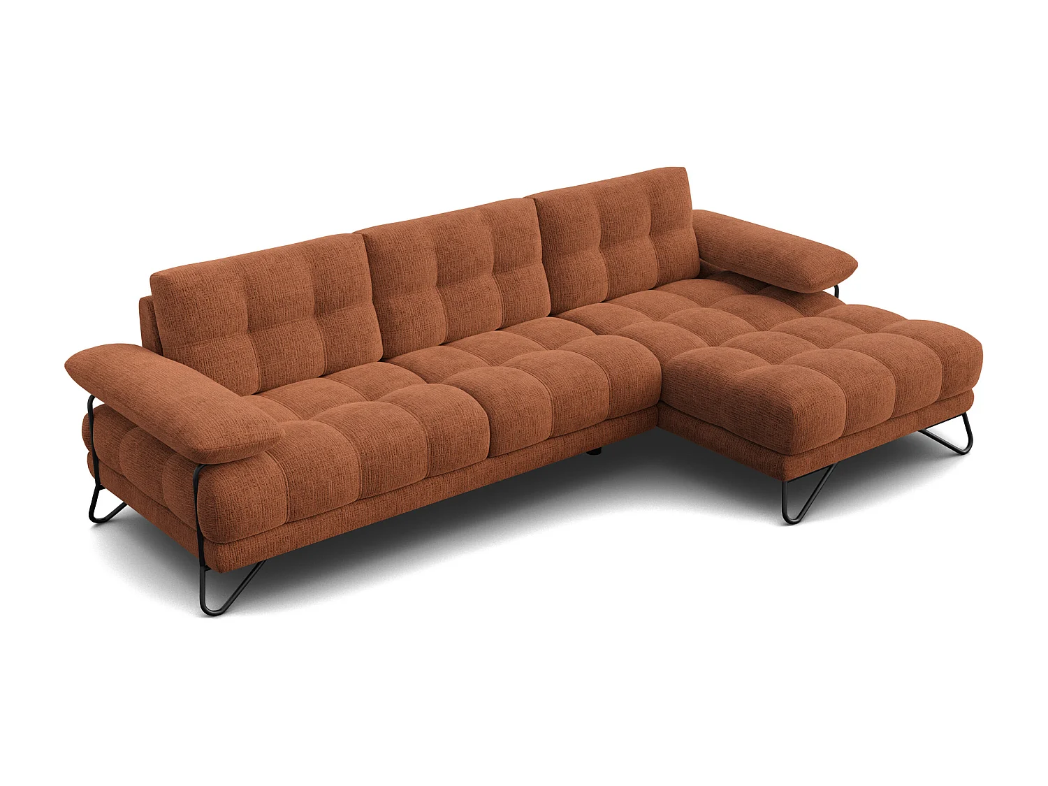 BUBBARA Ecksofa 4-Sitzer rechts, rostrot