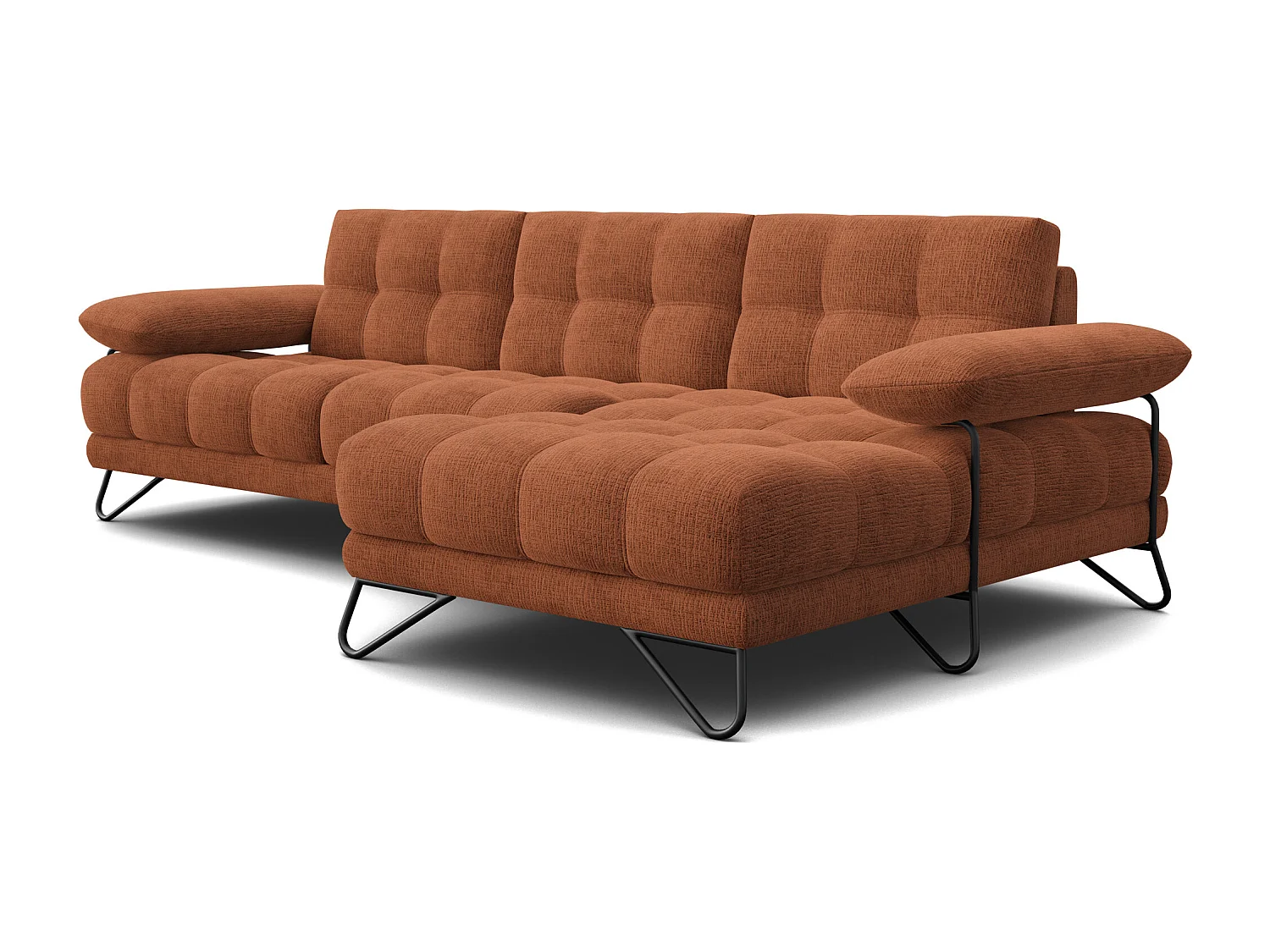 BUBBARA Ecksofa 4-Sitzer rechts, rostrot