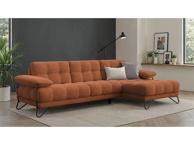 BUBBARA Ecksofa 4-Sitzer rechts, rostrot