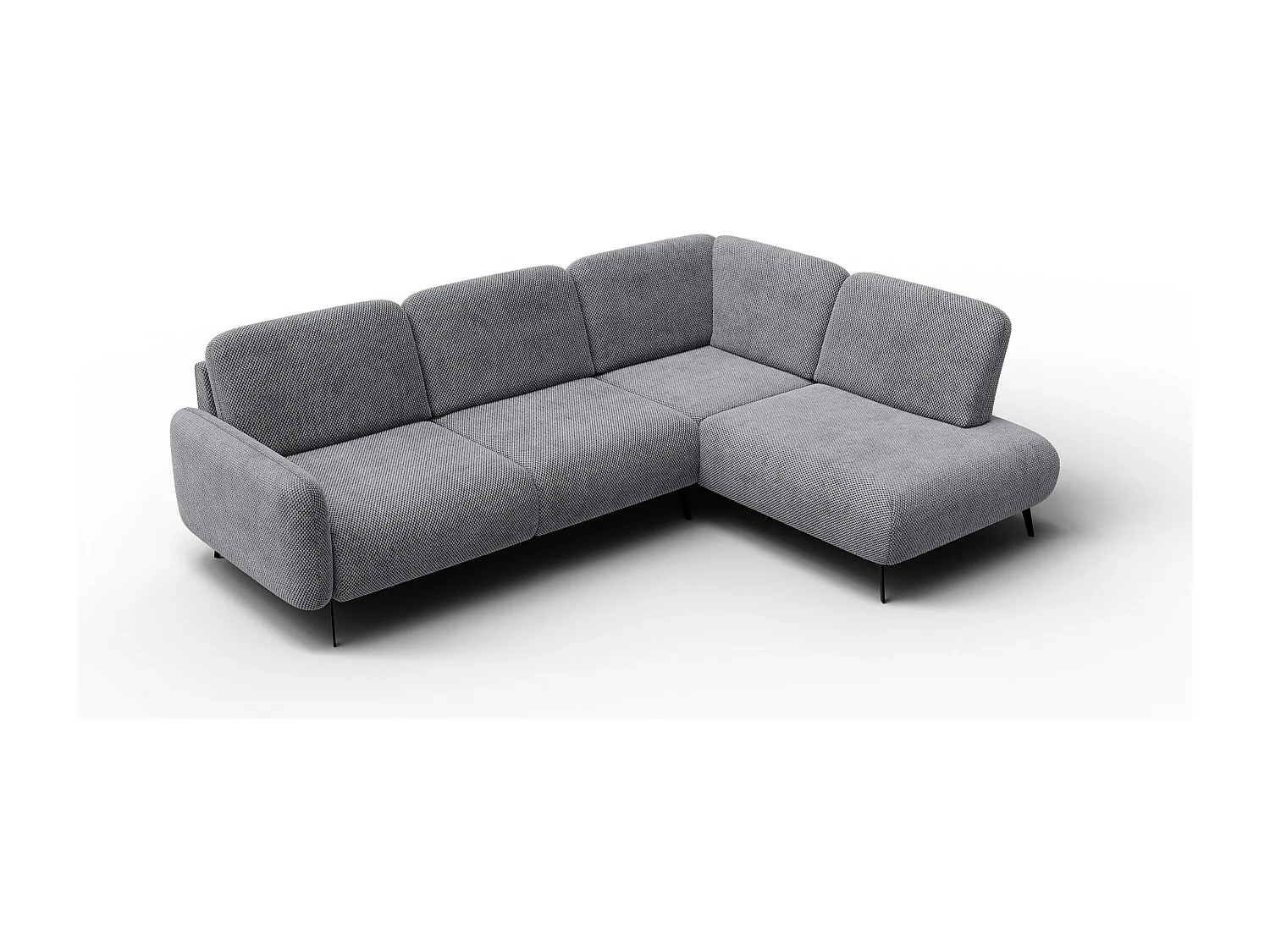 CANAPÉ D'ANGLE FEBE 5 places, tissu gris