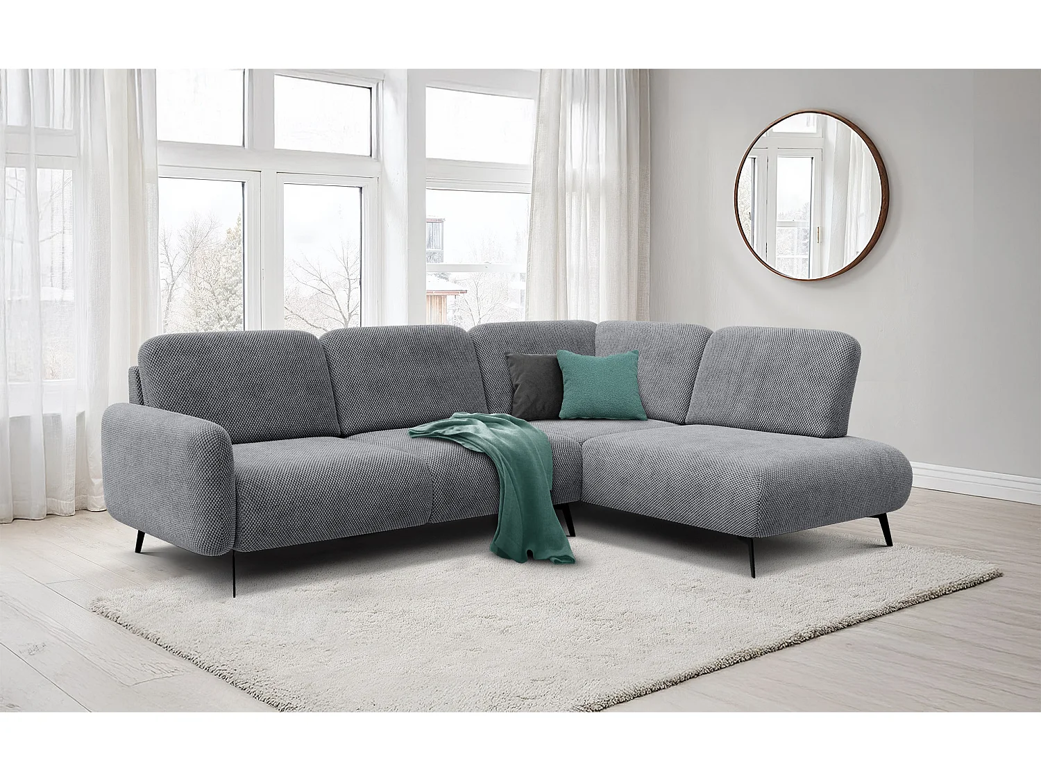 5-Sitzer-Ecksofa rechts FEBE, grau