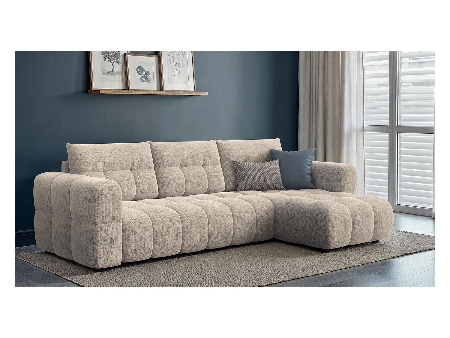 CANAPE D'ANGLE CLOUDI 4 places, beige