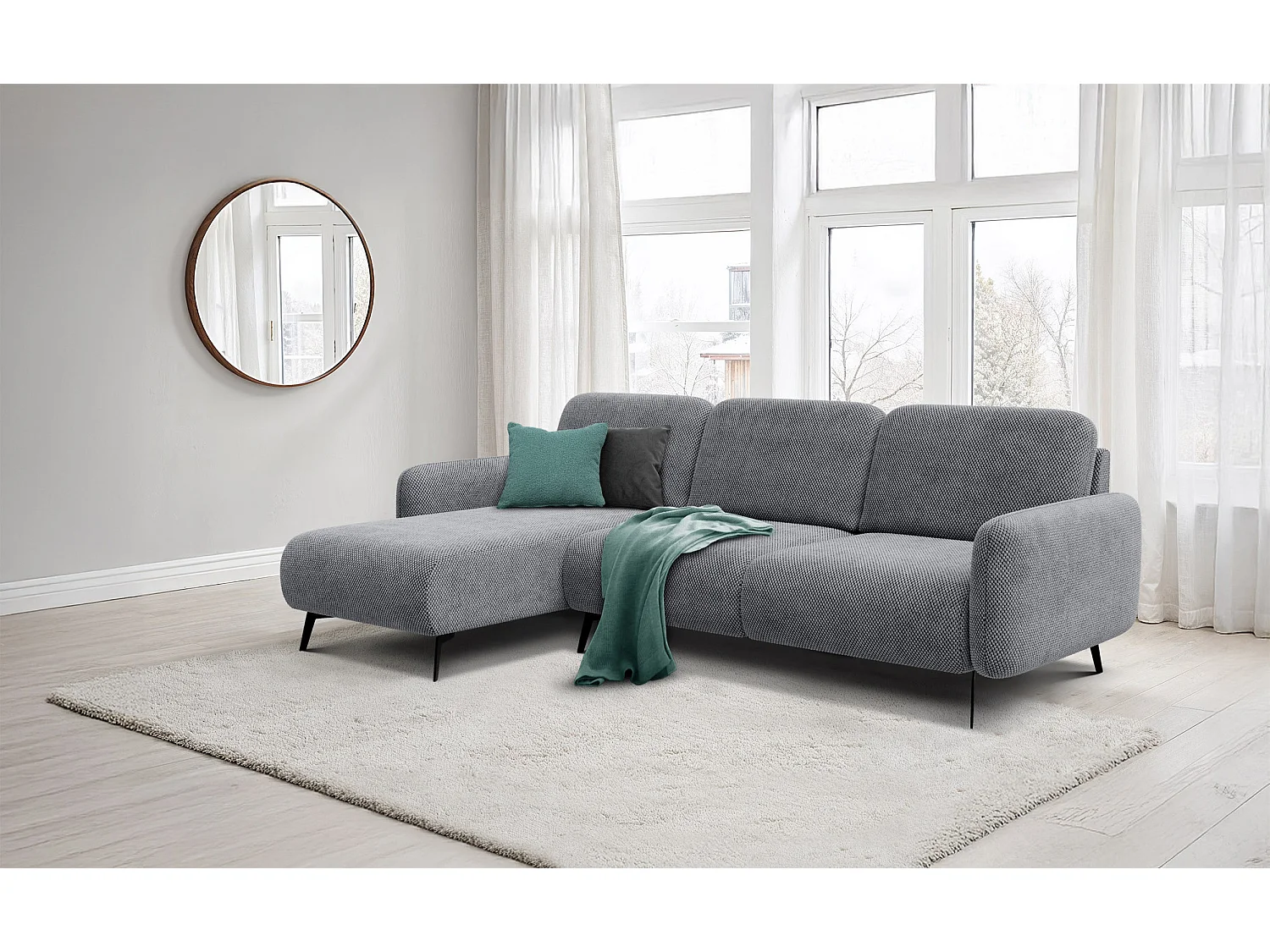 Ecksofa 4-Sitzer links FEBE, grau