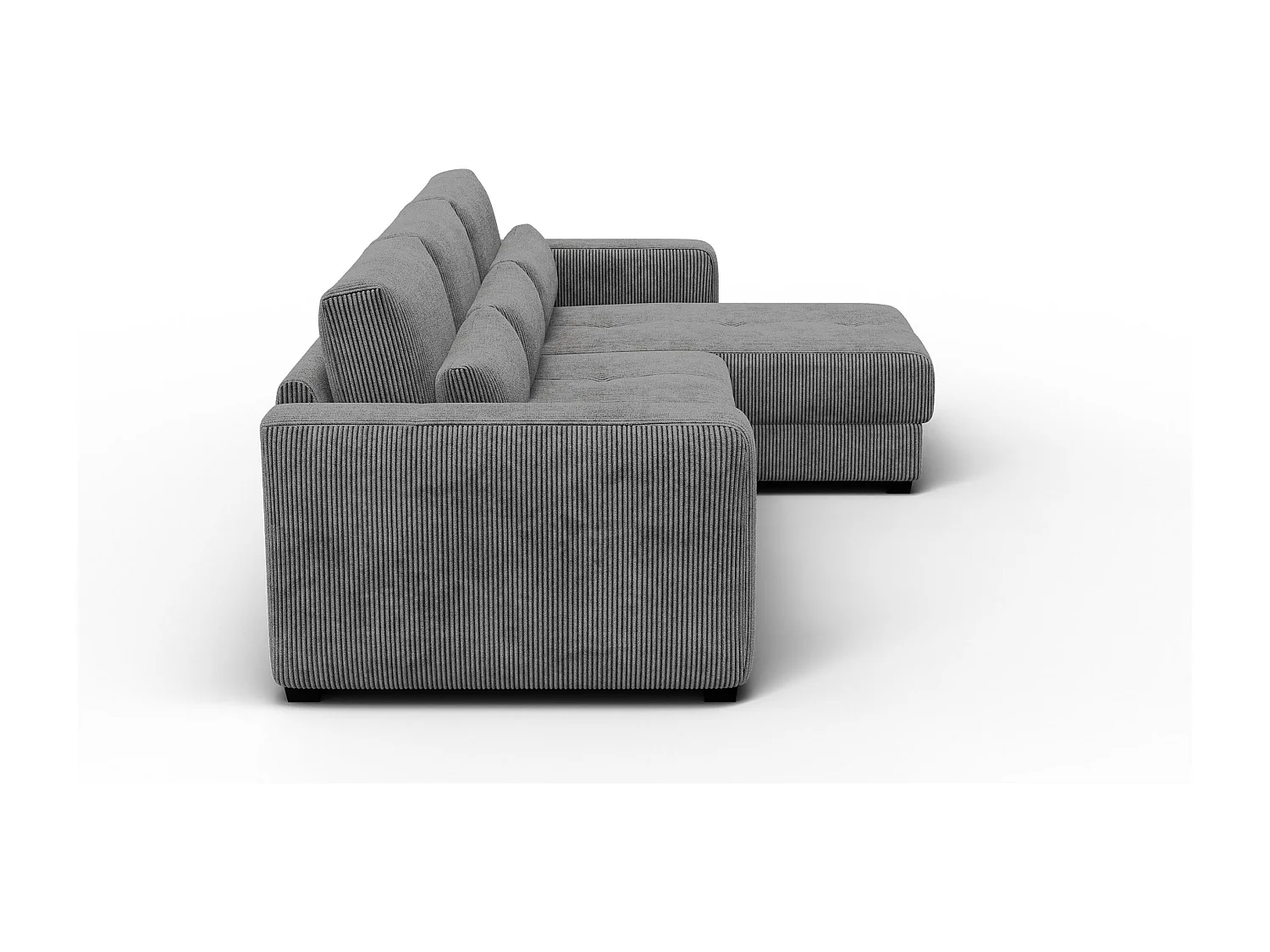 CANAPÉ D'ANGLE OLI 4 places, tissu gris foncé