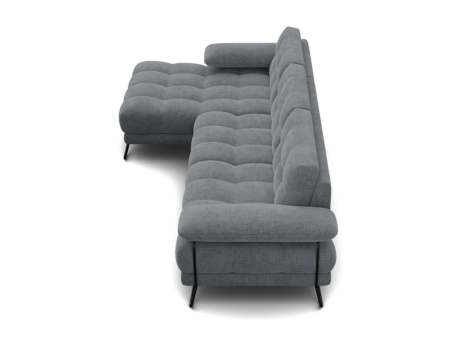 CANAPÉ D'ANGLE BUBBARA 4 places, tissu gris foncé