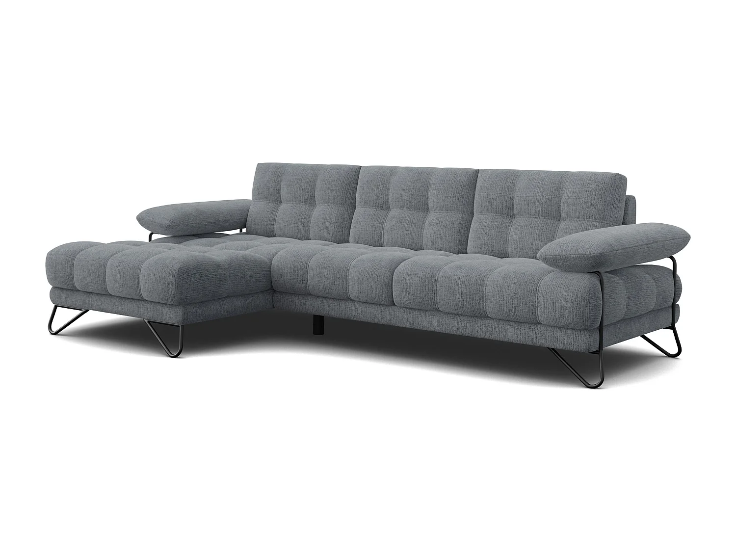 BUBBARA Ecksofa 4-Sitzer links, dunkelgrau