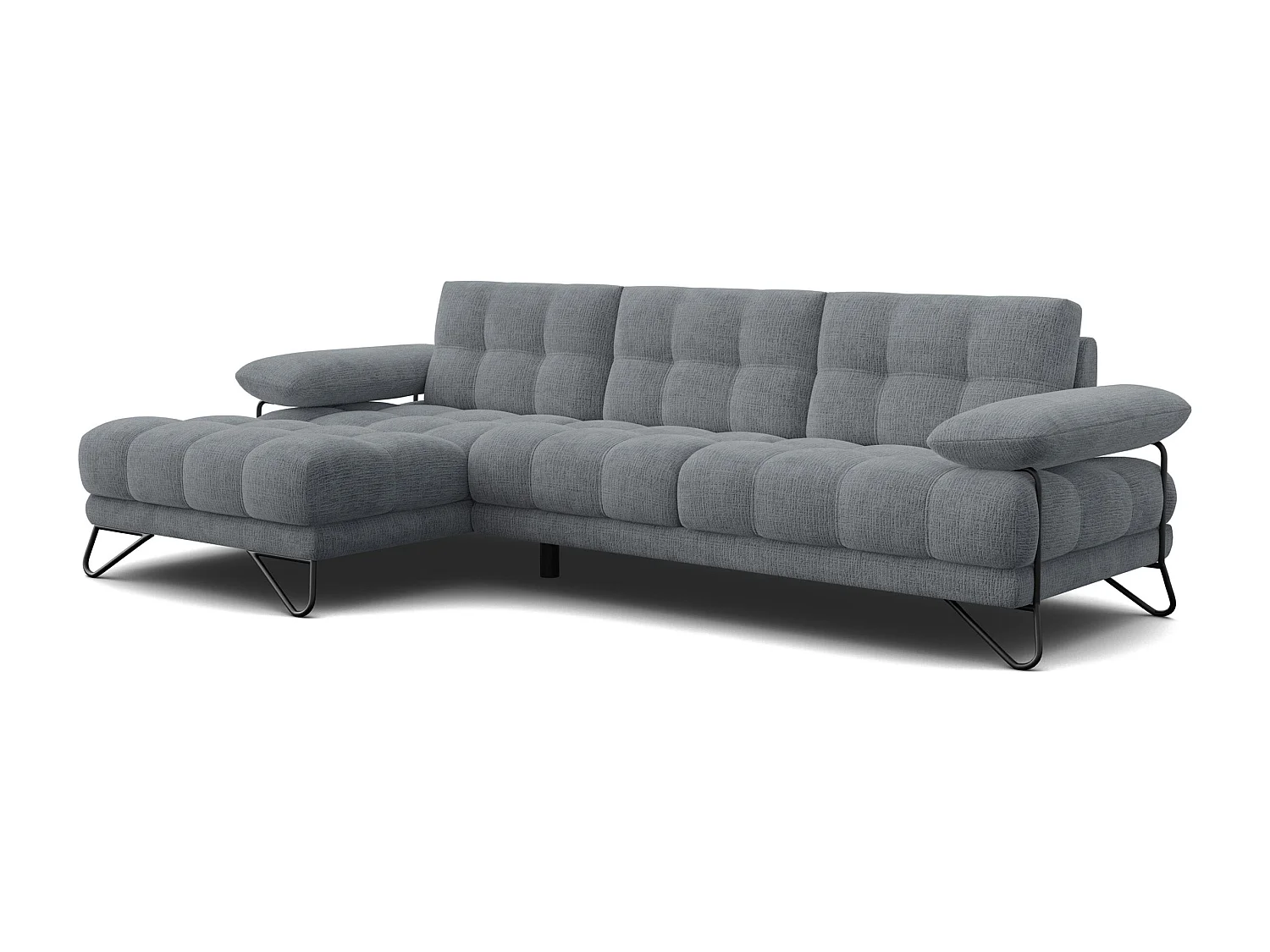 BUBBARA Ecksofa 4-Sitzer links, dunkelgrau