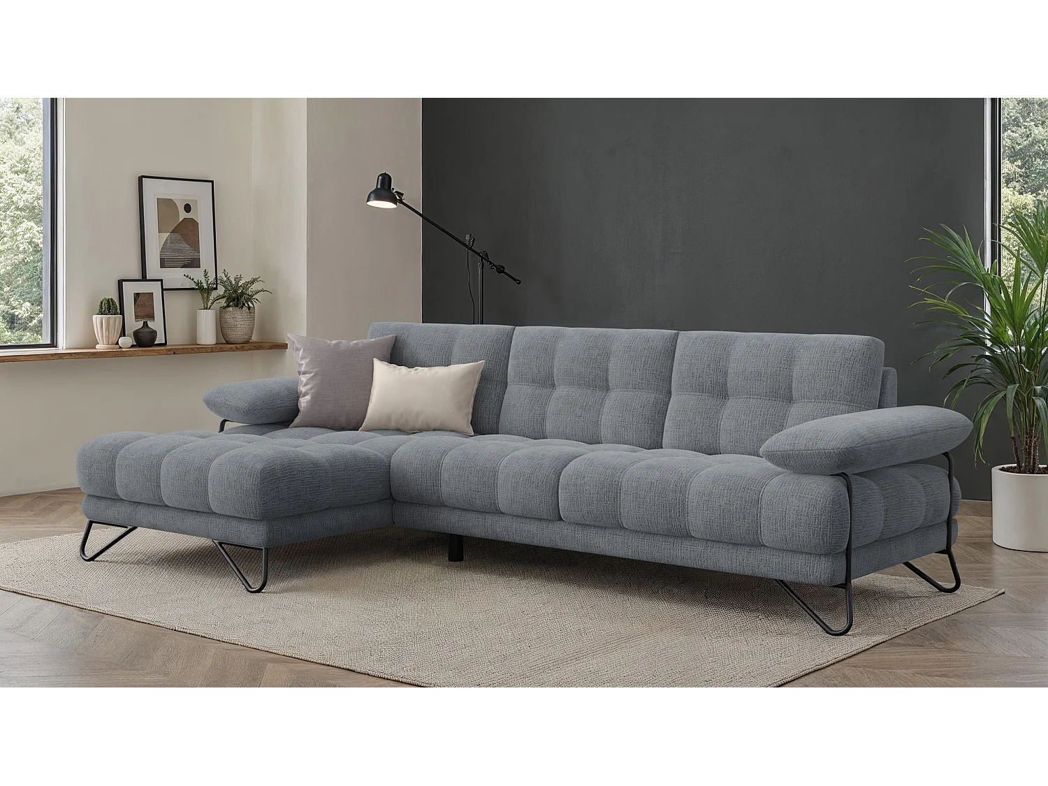 BUBBARA Ecksofa 4-Sitzer links, dunkelgrau