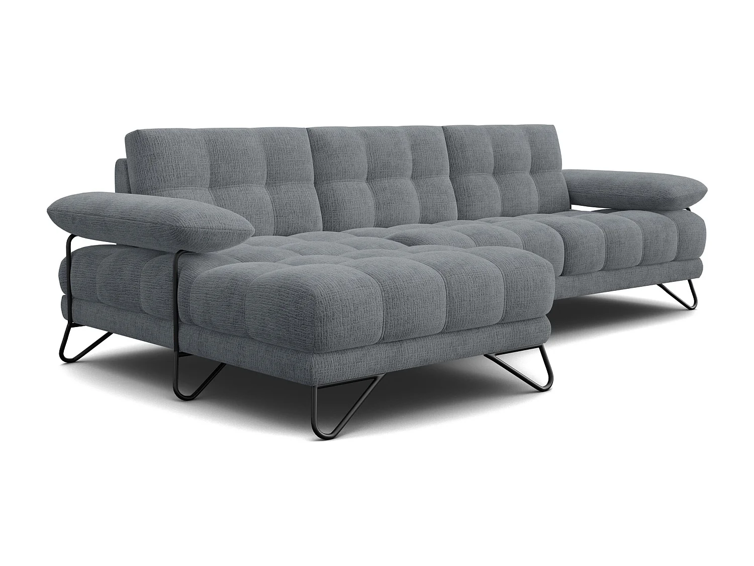 BUBBARA Ecksofa 4-Sitzer links, dunkelgrau