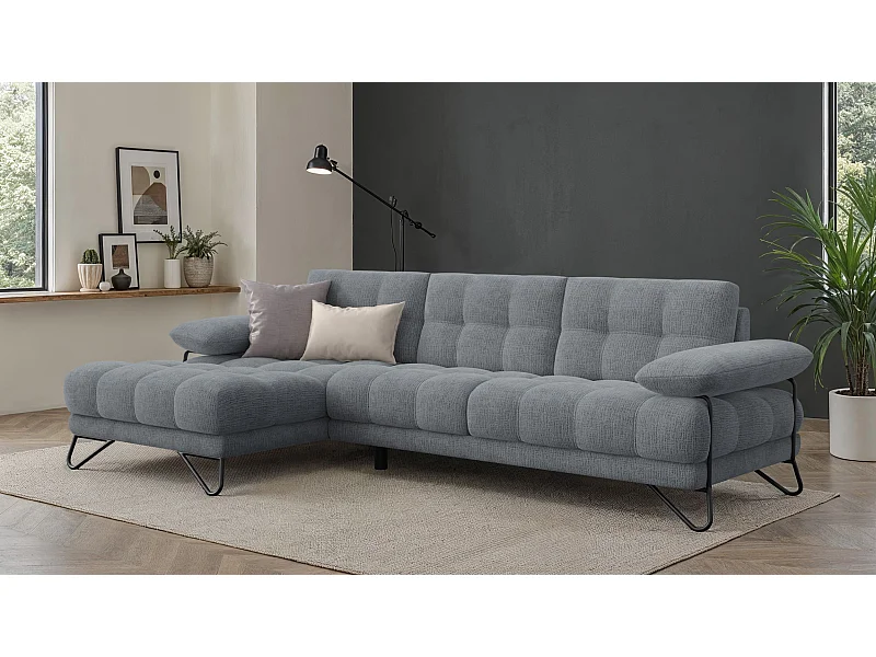 BUBBARA Ecksofa 4-Sitzer links, dunkelgrau