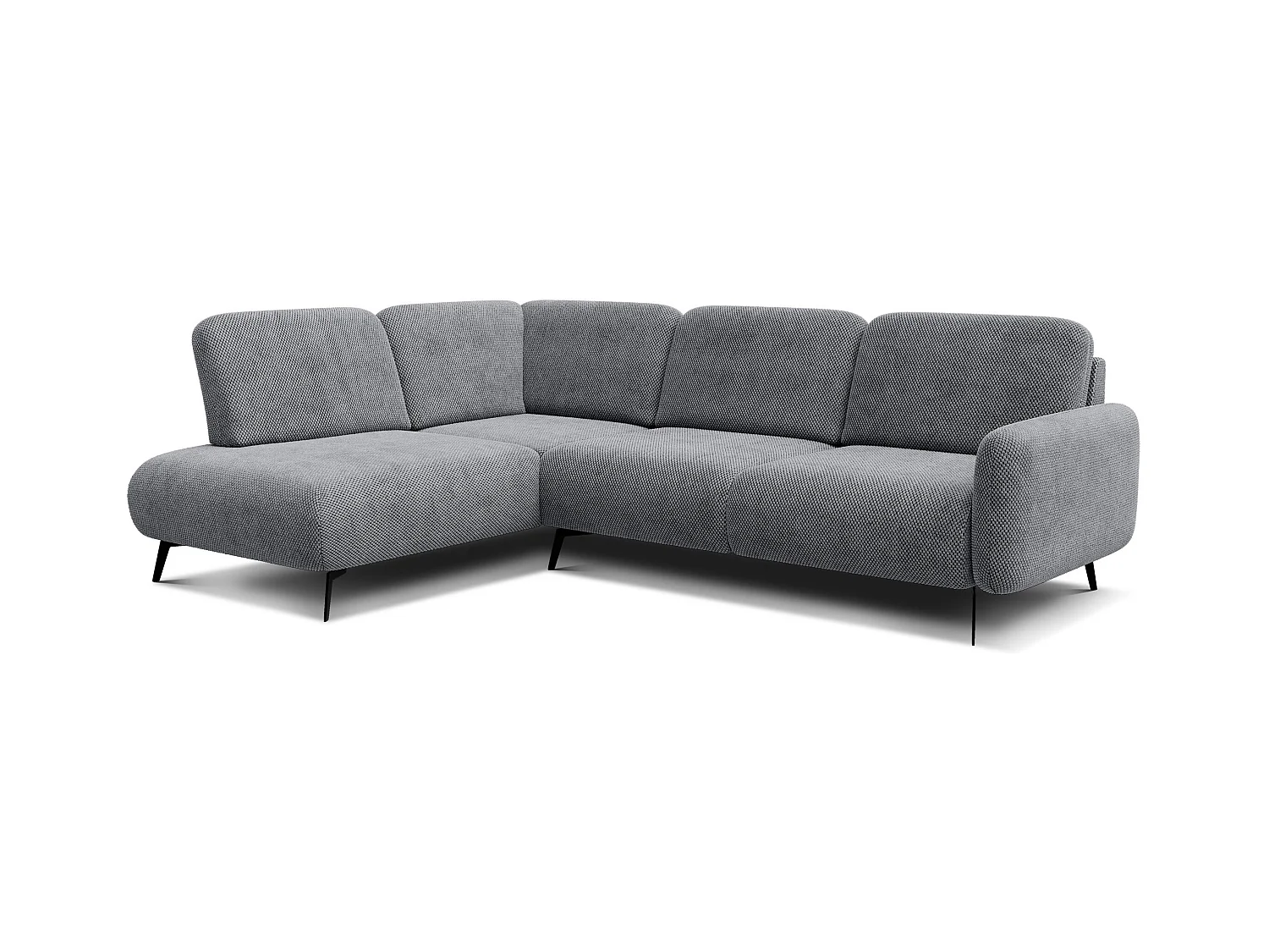 CANAPÉ D'ANGLE FEBE 5 places, tissu gris