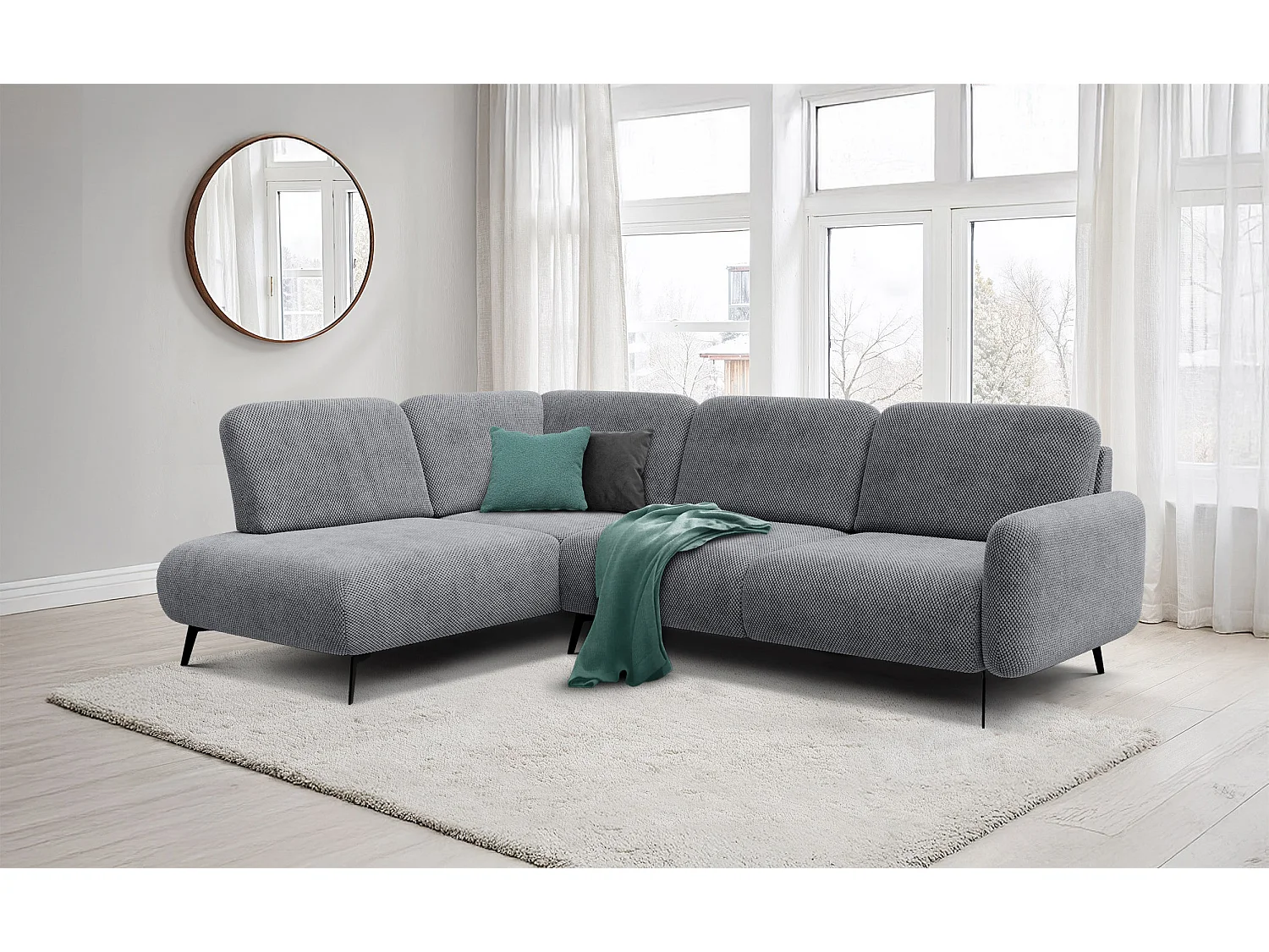 5-Sitzer-Ecksofa links FEBE, grau
