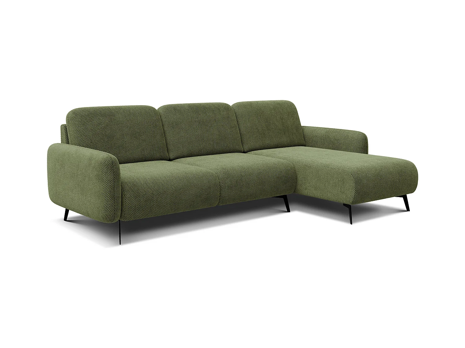 CANAPÉ D'ANGLE FEBE 4 places, tissu olive