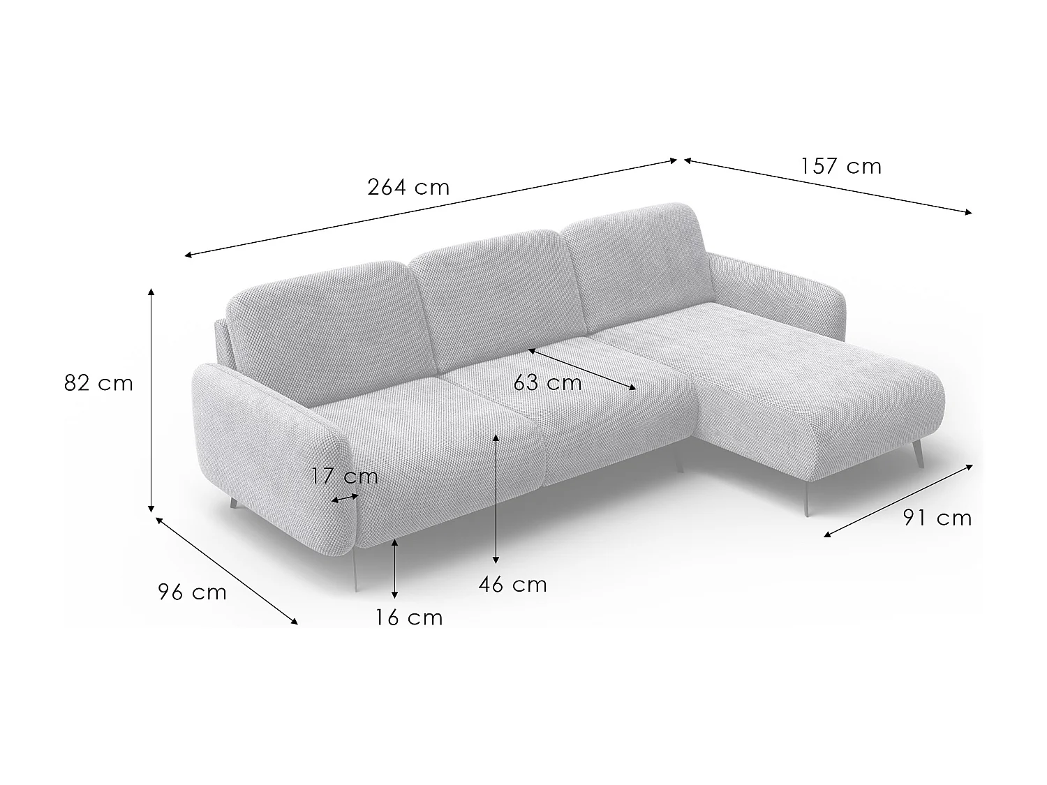 CANAPÉ D'ANGLE FEBE 4 places, tissu olive