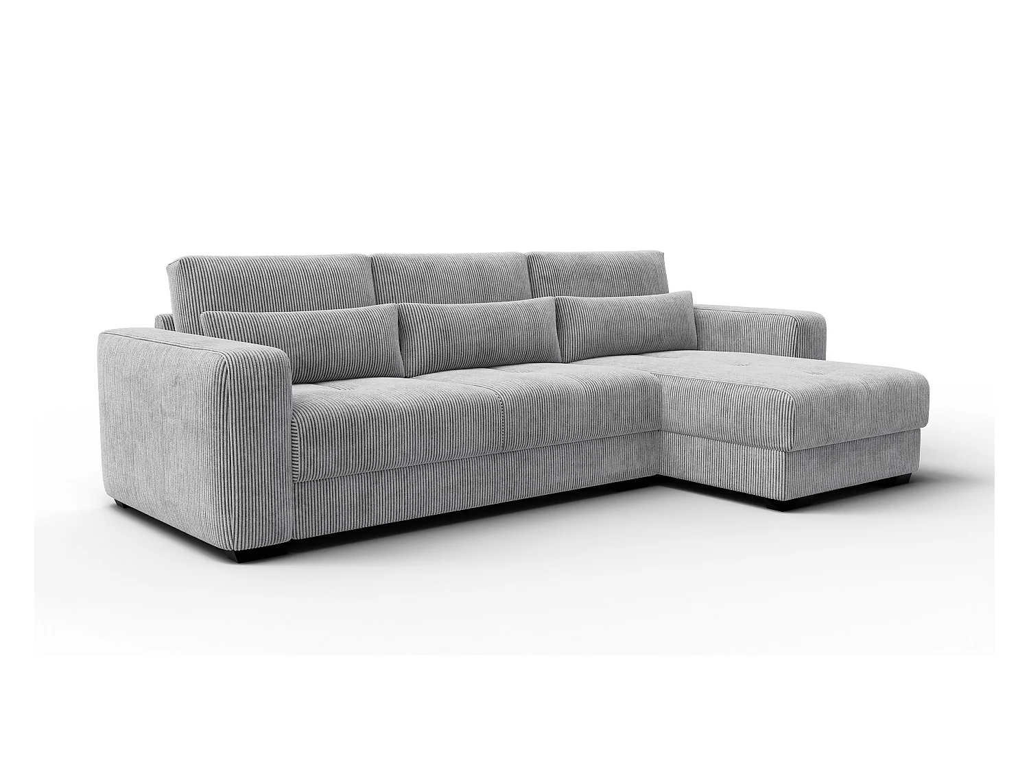 CANAPÉ D'ANGLE OLI 4 places, tissu gris clair