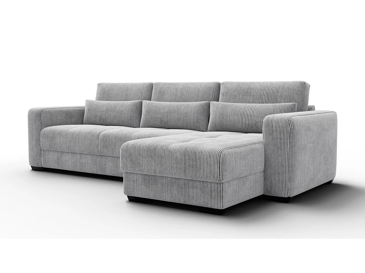 CANAPÉ D'ANGLE OLI 4 places, tissu gris clair