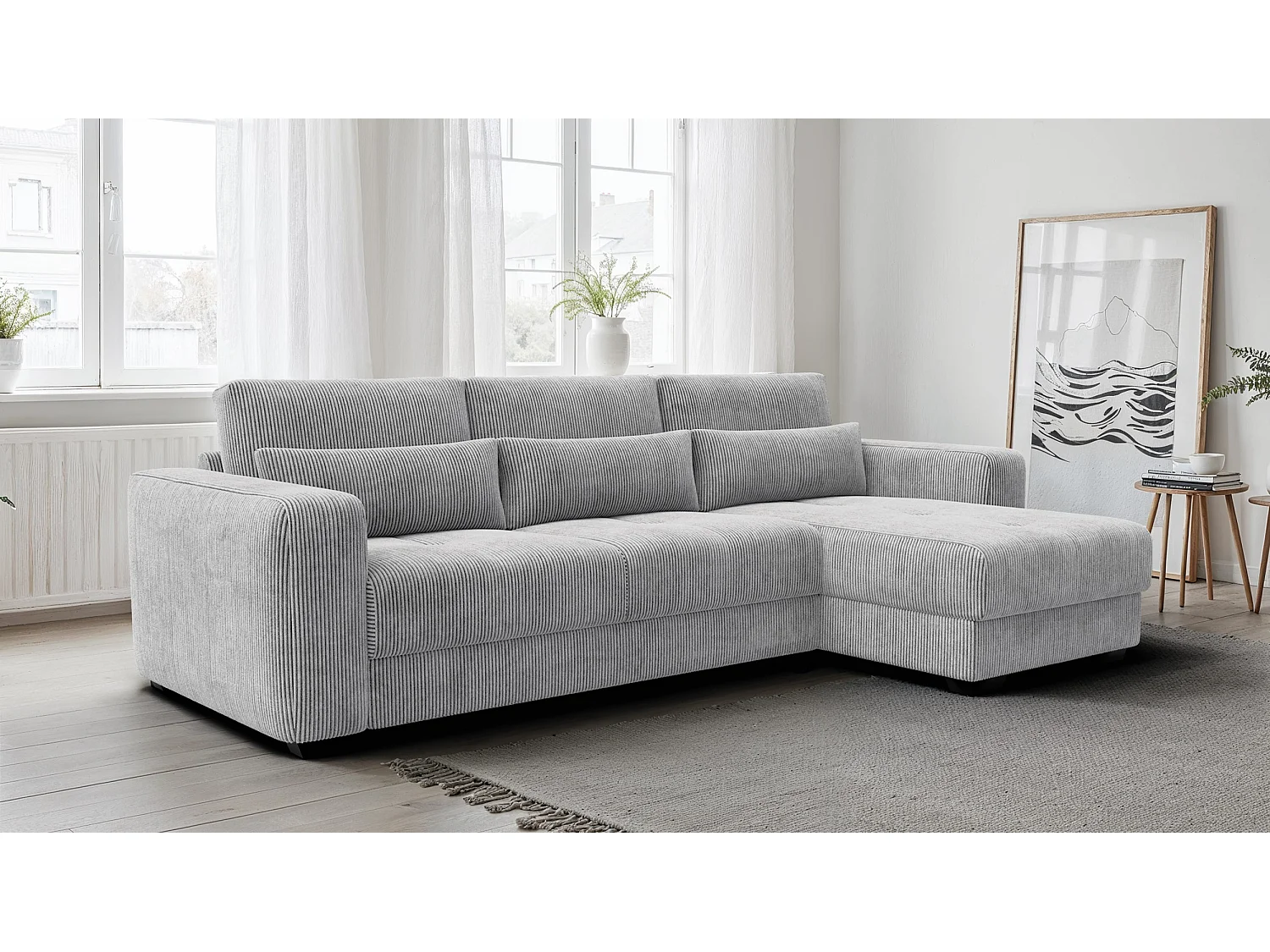 Ecksofa 4-Sitzer rechts OLI, hellgrau