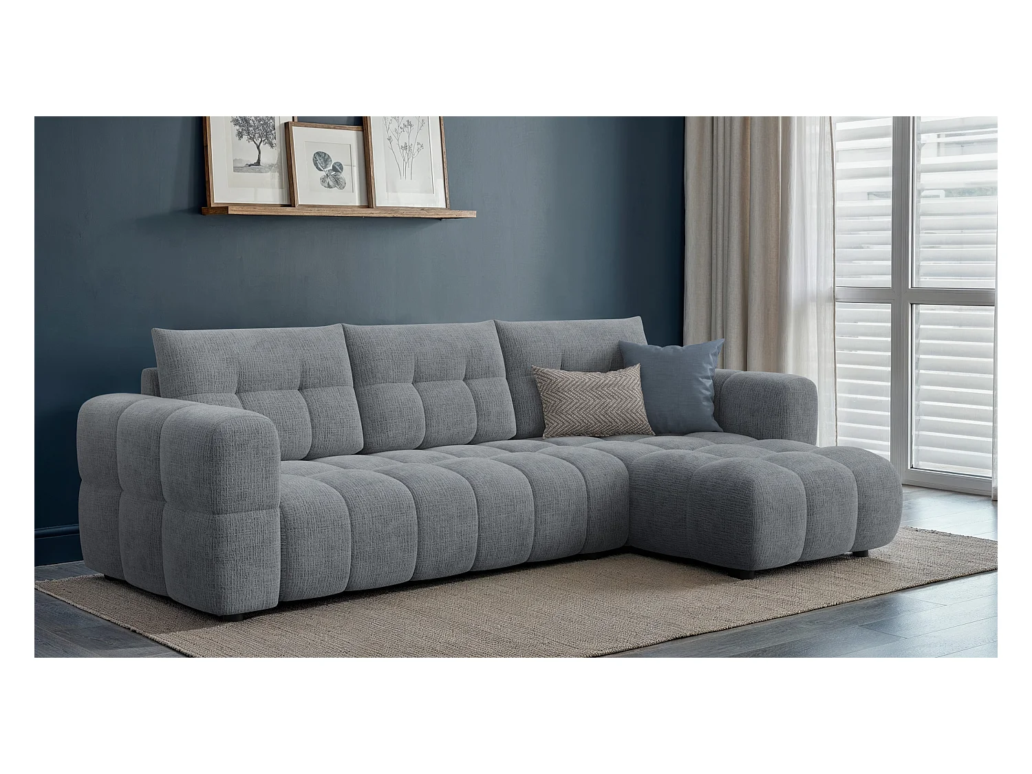 CANAPE D'ANGLE CLOUDI 4 places, gris foncé