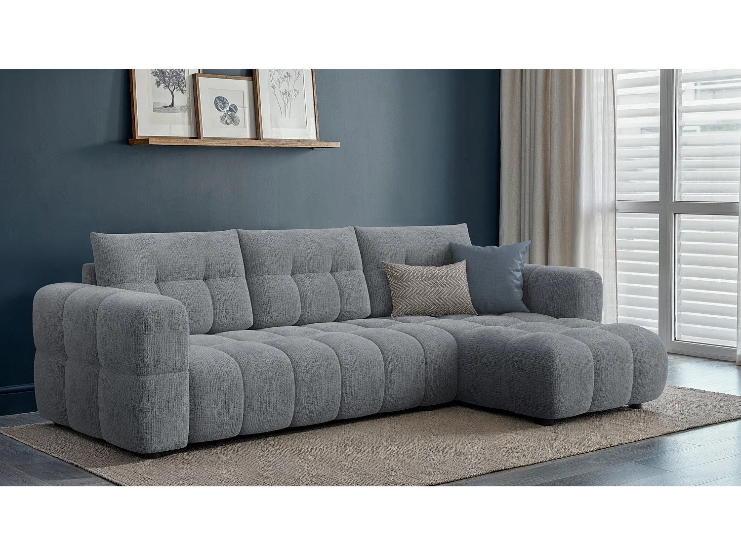 CLOUDI Ecksofa 4-Sitzer rechts, dunkelgrau