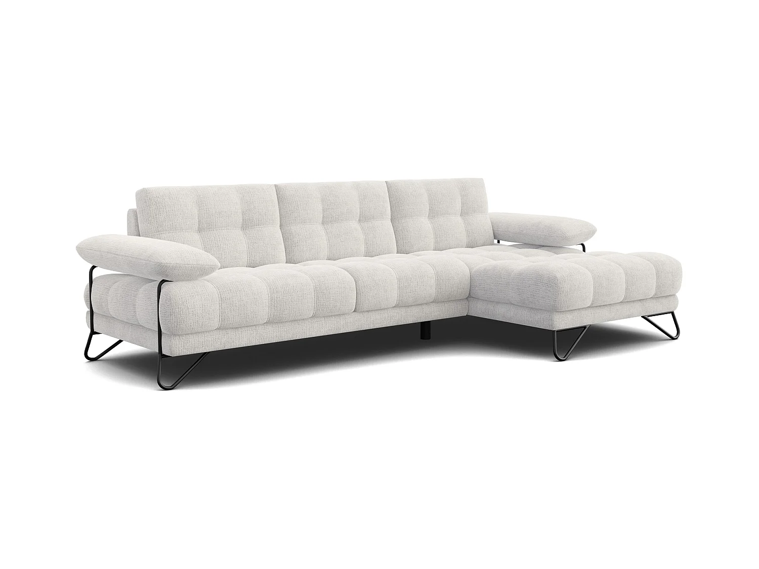 CANAPÉ D'ANGLE BUBBARA 4 places, tissu crémeux