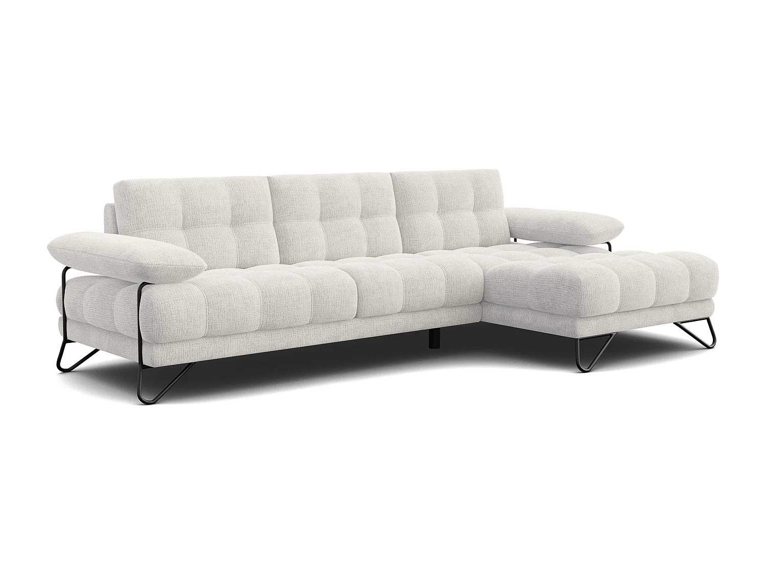 CANAPÉ D'ANGLE BUBBARA 4 places, tissu crémeux