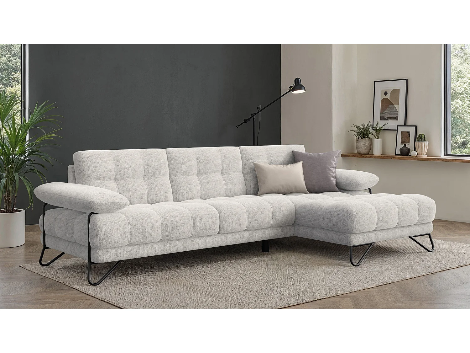 BUBBARA Ecksofa 4-Sitzer rechts, creme
