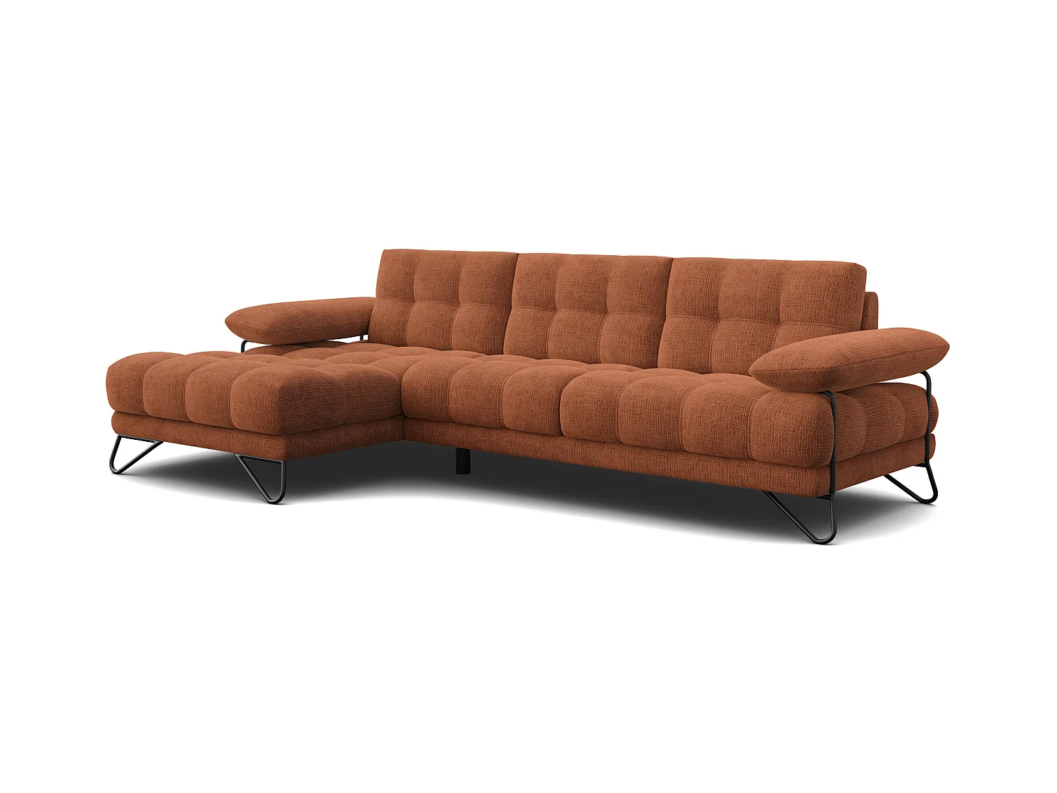 CANAPÉ D'ANGLE BUBBARA 4 places, tissu orange