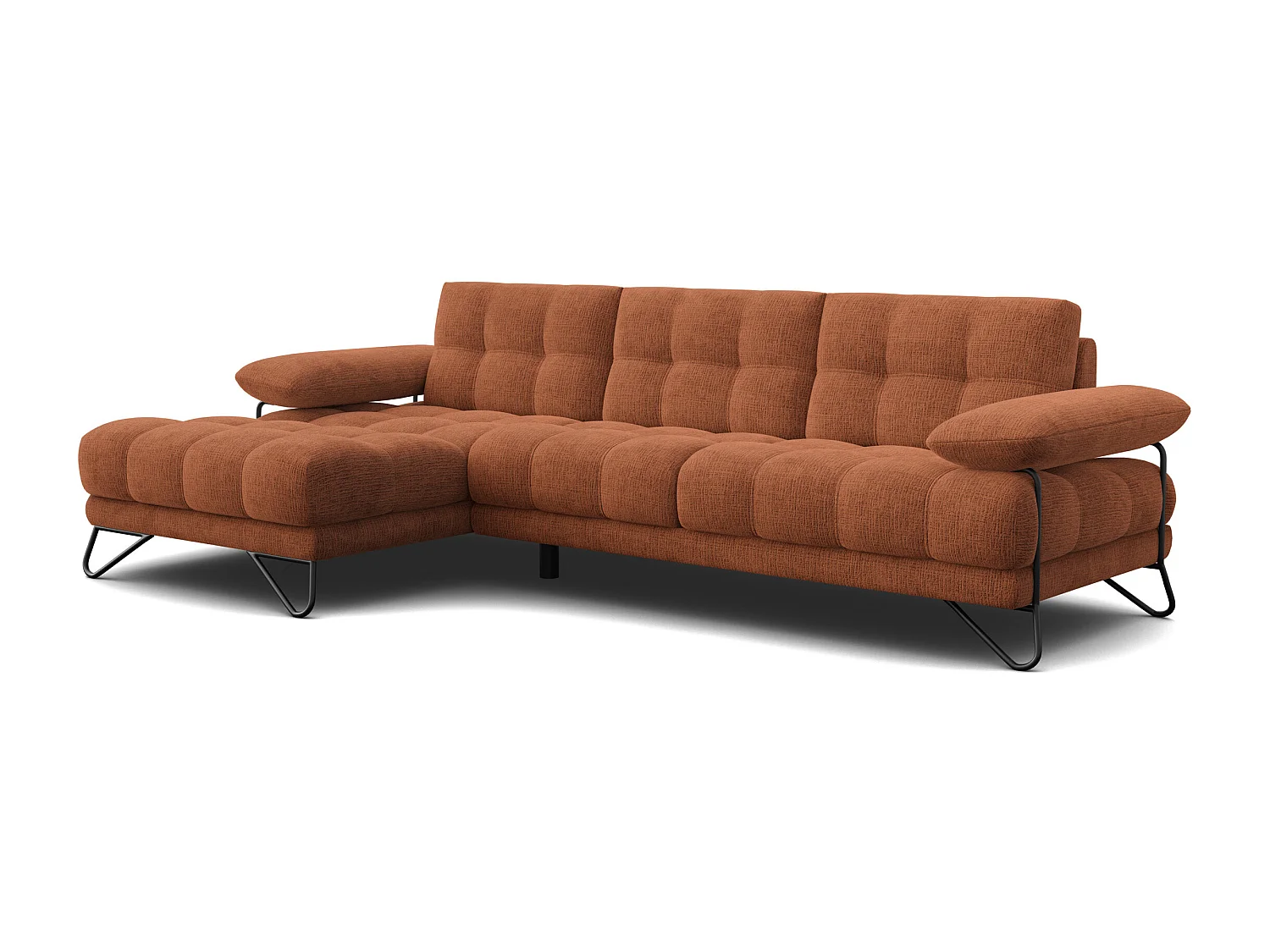 BUBBARA Ecksofa 4-Sitzer links, rostrot