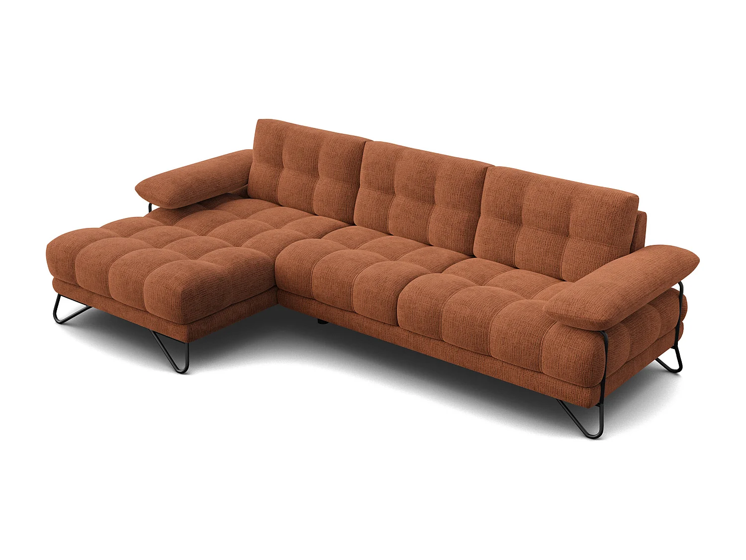 BUBBARA Ecksofa 4-Sitzer links, rostrot