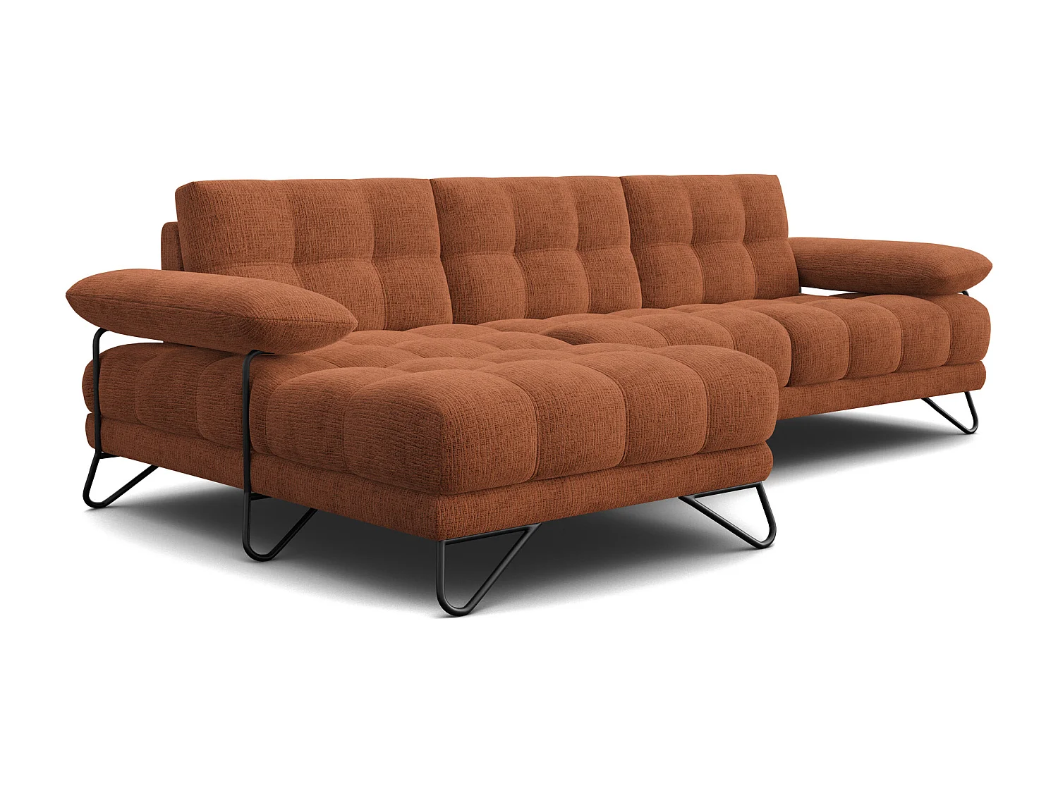 BUBBARA Ecksofa 4-Sitzer links, rostrot