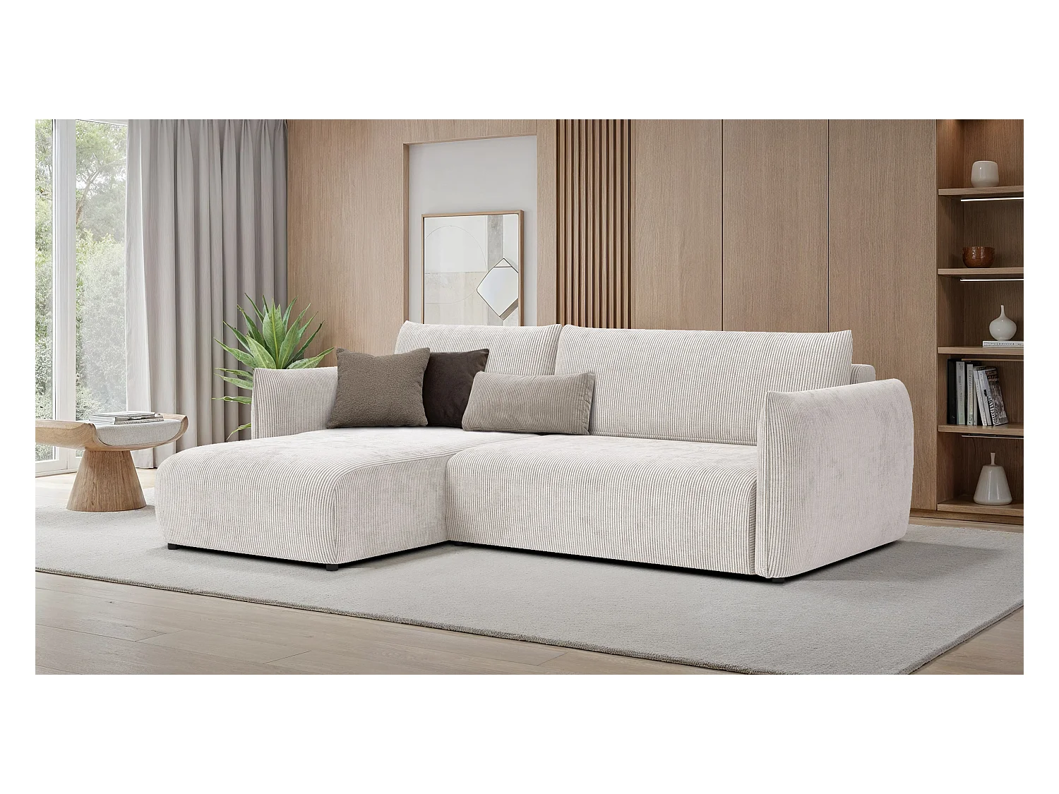 CANAPE D'ANGLE TAUER 3 places, blanc perle