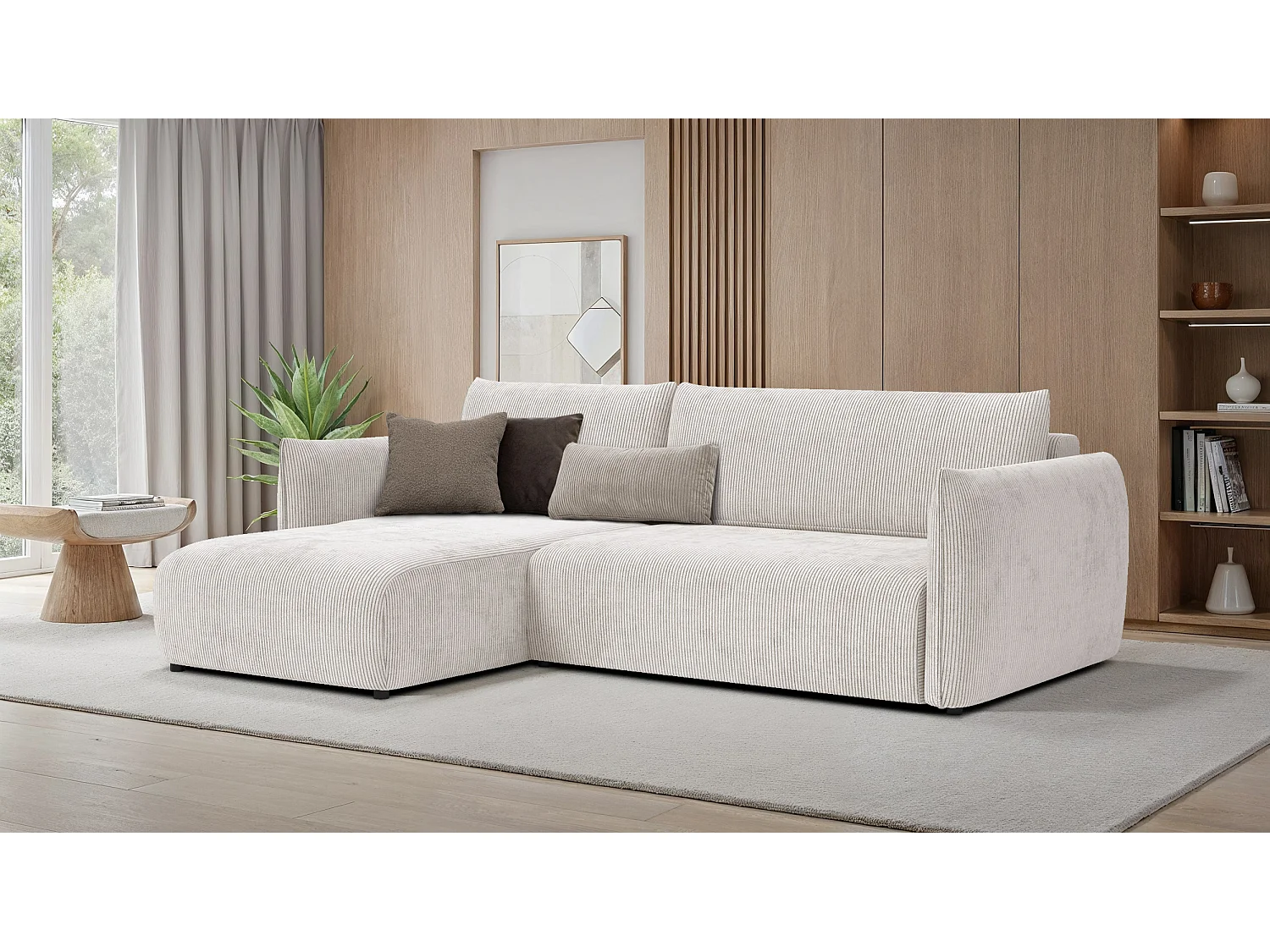 TAUER Ecksofa 3-Sitzer rechts, perlweiß