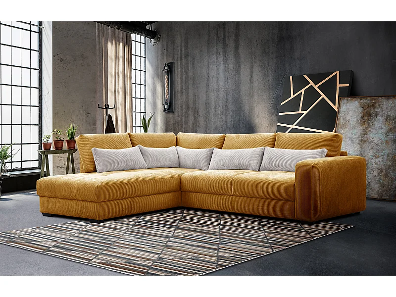 CANAPE D'ANGLE OLI 4 places, jaune foncé