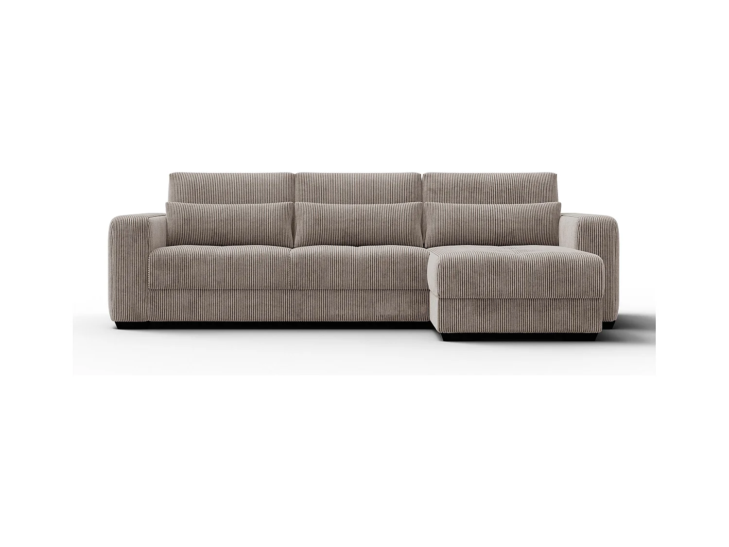 CANAPÉ D'ANGLE OLI 4 places, tissu taupe