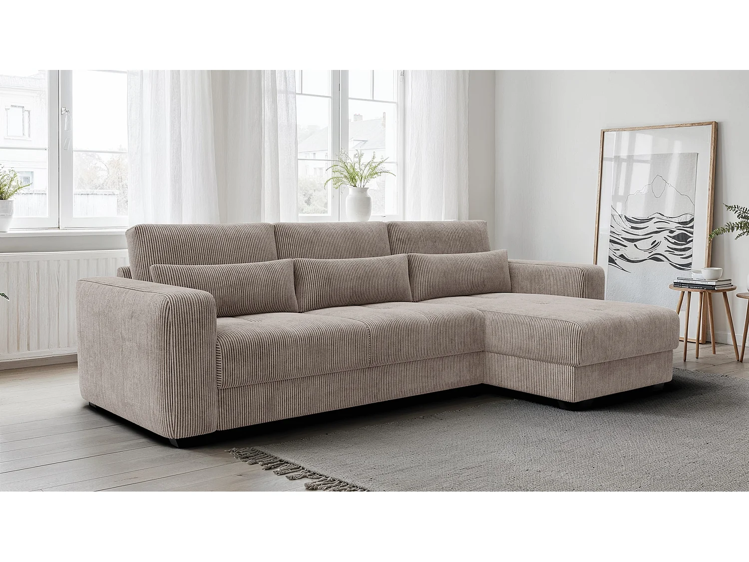 Ecksofa 4-Sitzer rechts OLI, taupe