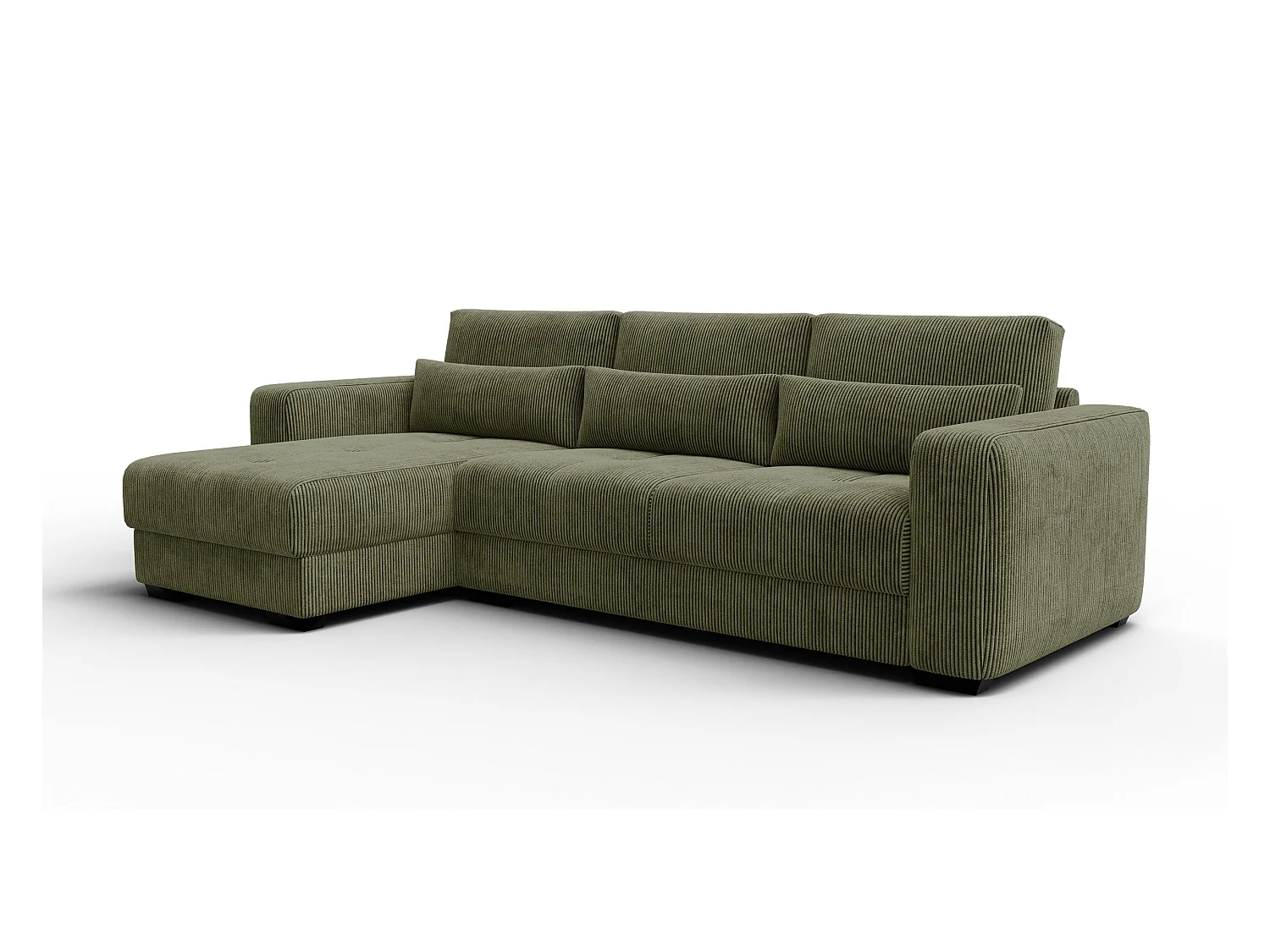 CANAPÉ D'ANGLE OLI 4 places, tissu olive