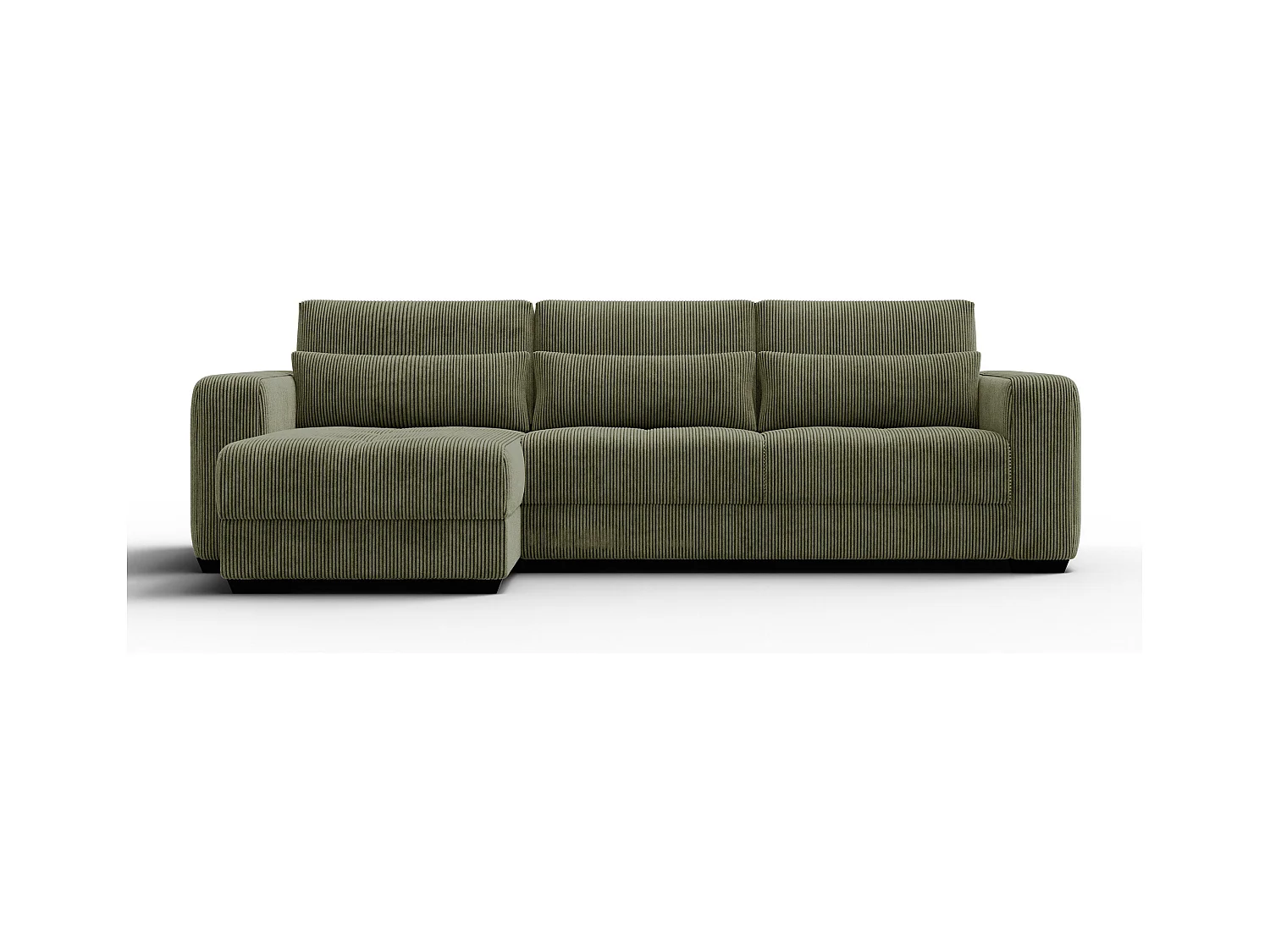 CANAPÉ D'ANGLE OLI 4 places, tissu olive