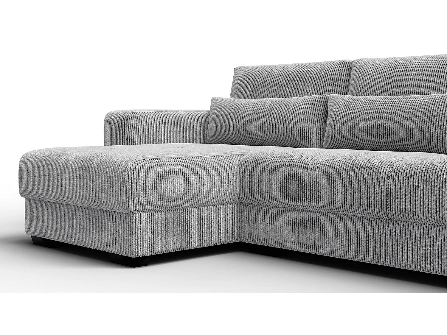 CANAPÉ D'ANGLE OLI 4 places, tissu gris clair