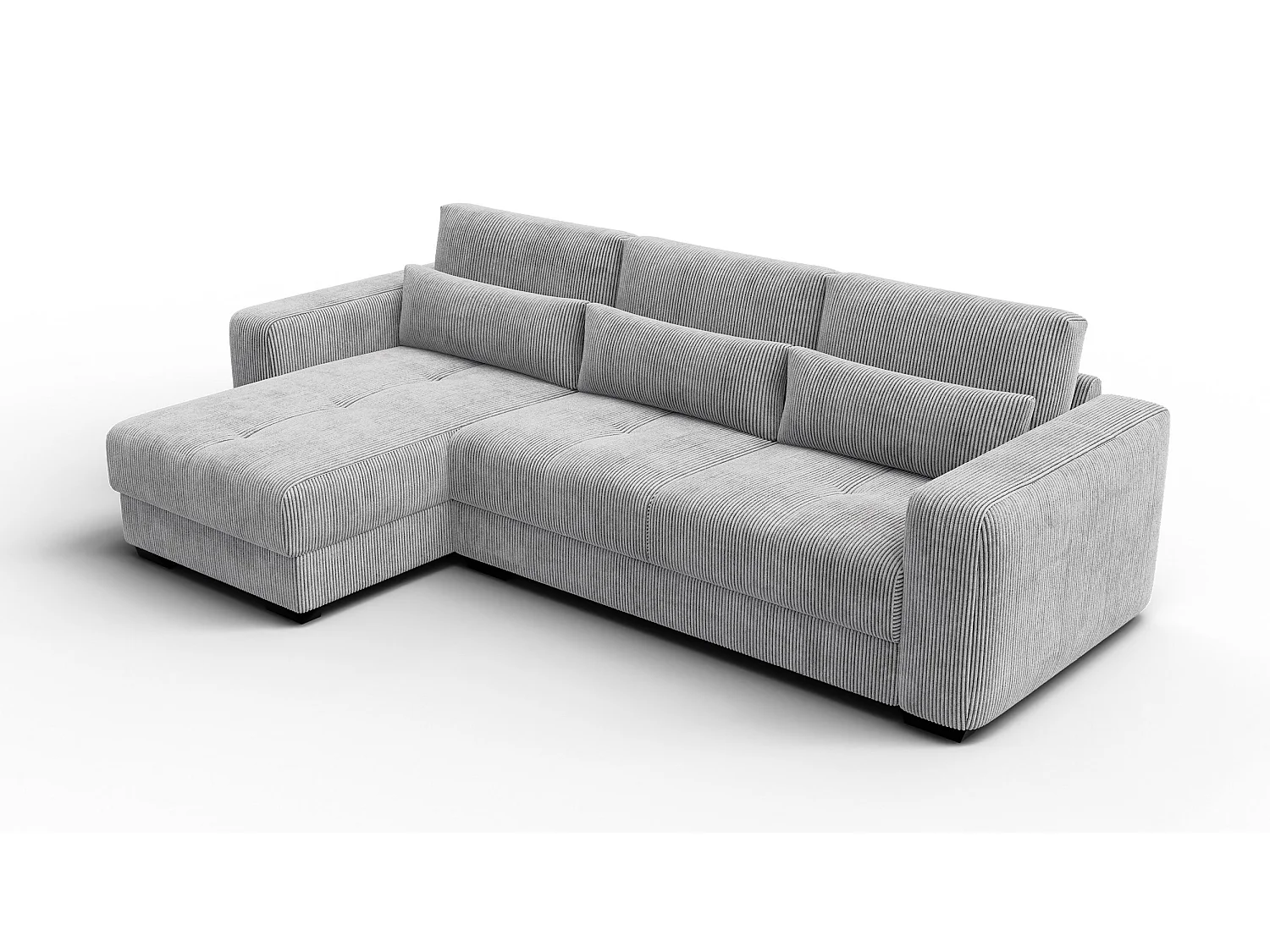 CANAPÉ D'ANGLE OLI 4 places, tissu gris clair