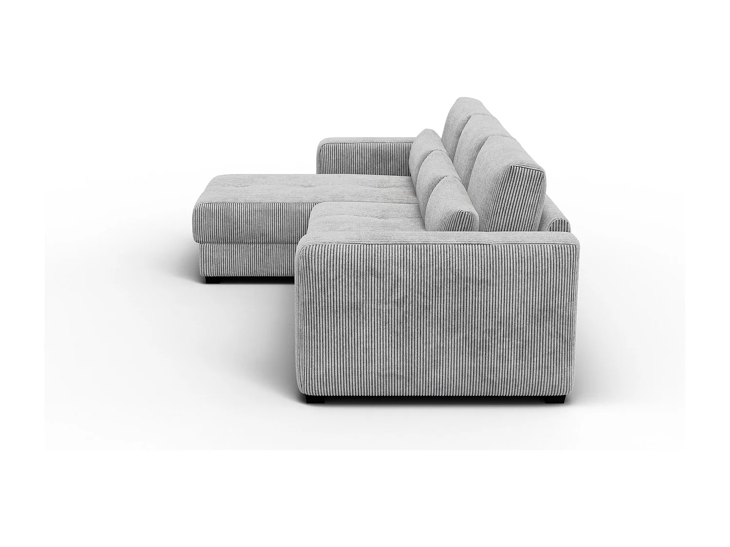 CANAPÉ D'ANGLE OLI 4 places, tissu gris clair