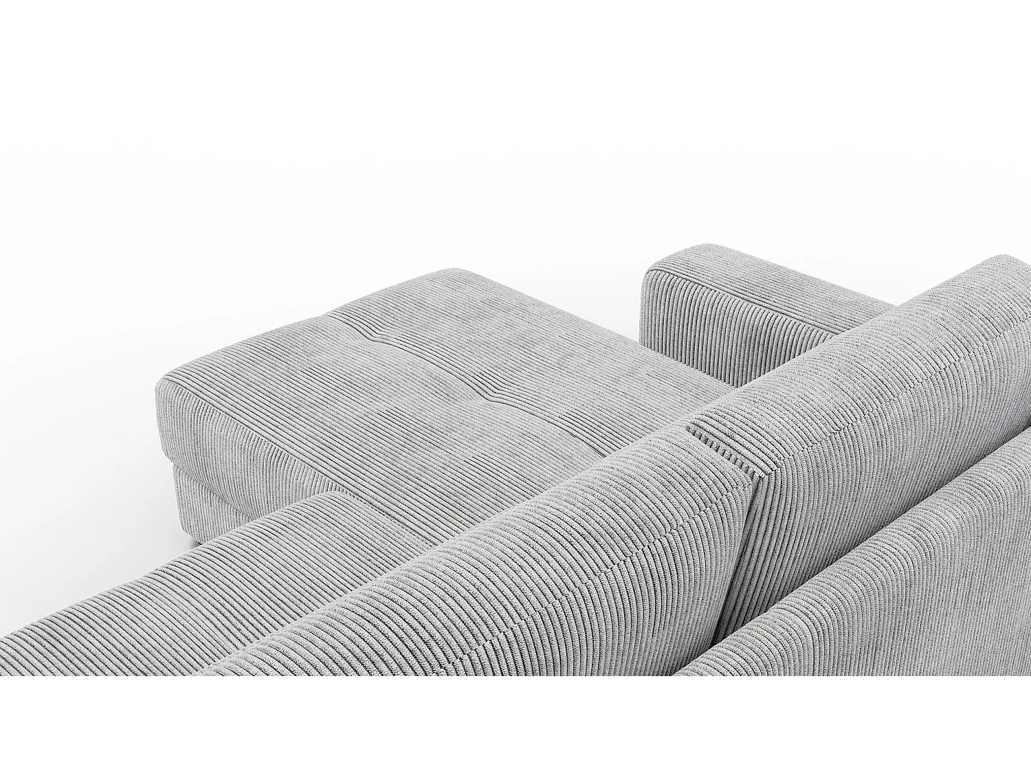 CANAPÉ D'ANGLE OLI 4 places, tissu gris clair