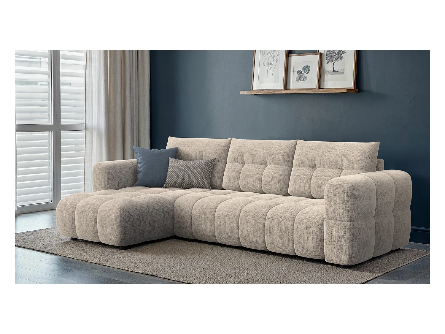 CANAPE D'ANGLE CLOUDI 4 places, beige