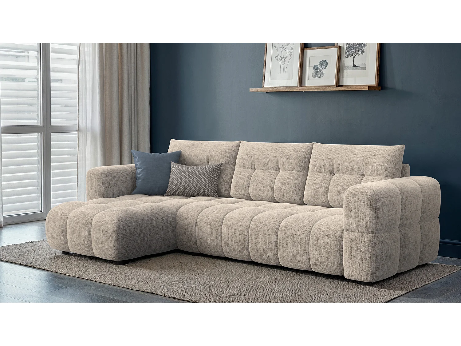 CLOUDI Ecksofa 4-Sitzer links, beige