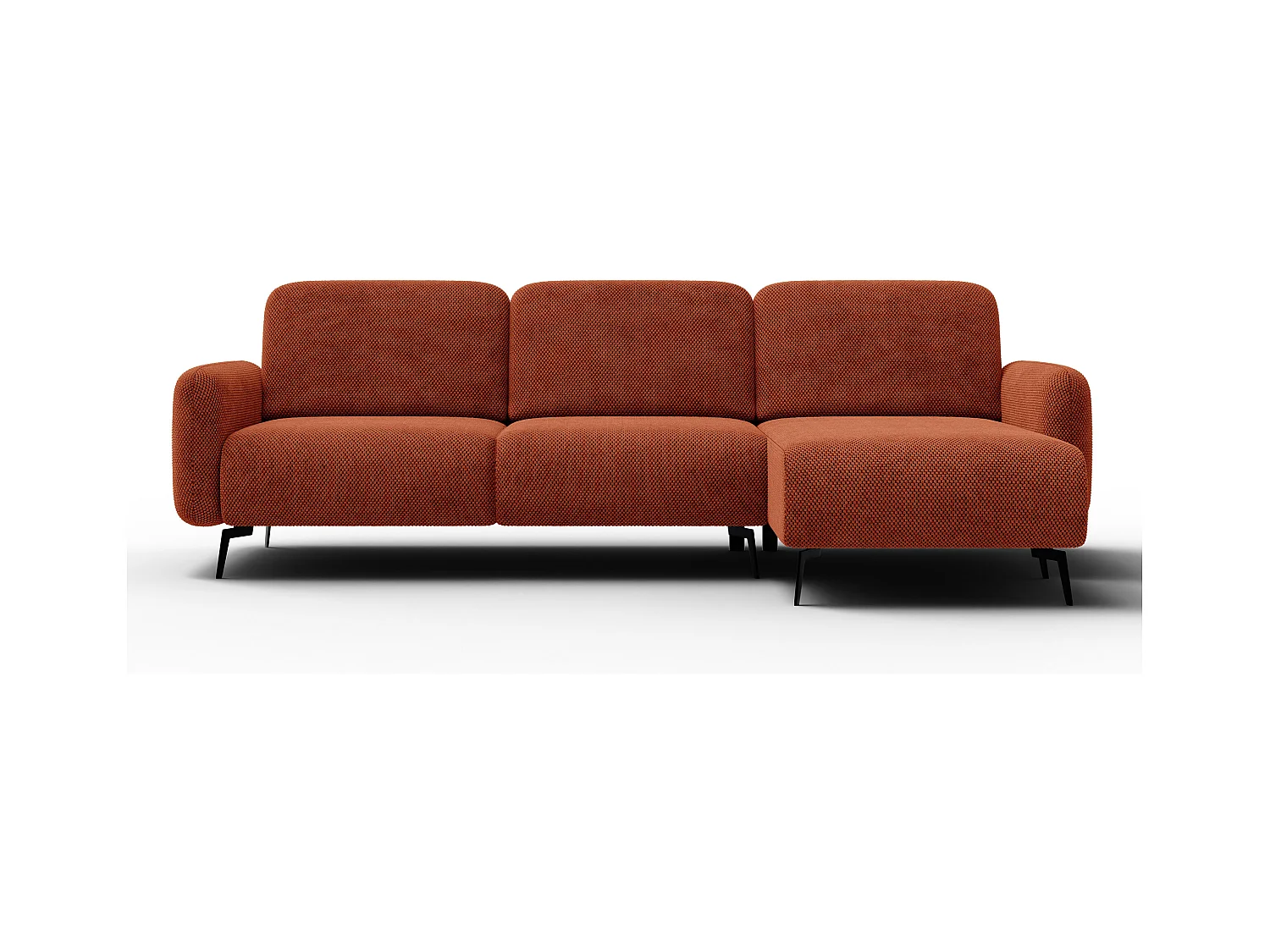 CANAPÉ D'ANGLE FEBE 4 places, tissu orange foncé