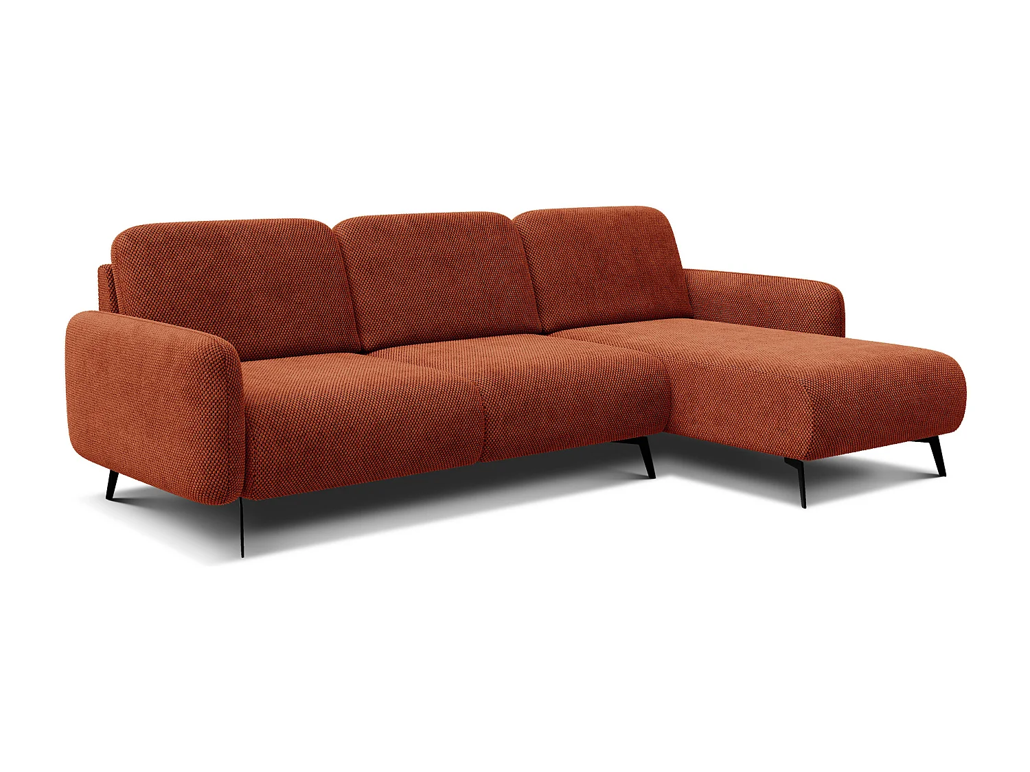 CANAPÉ D'ANGLE FEBE 4 places, tissu orange foncé