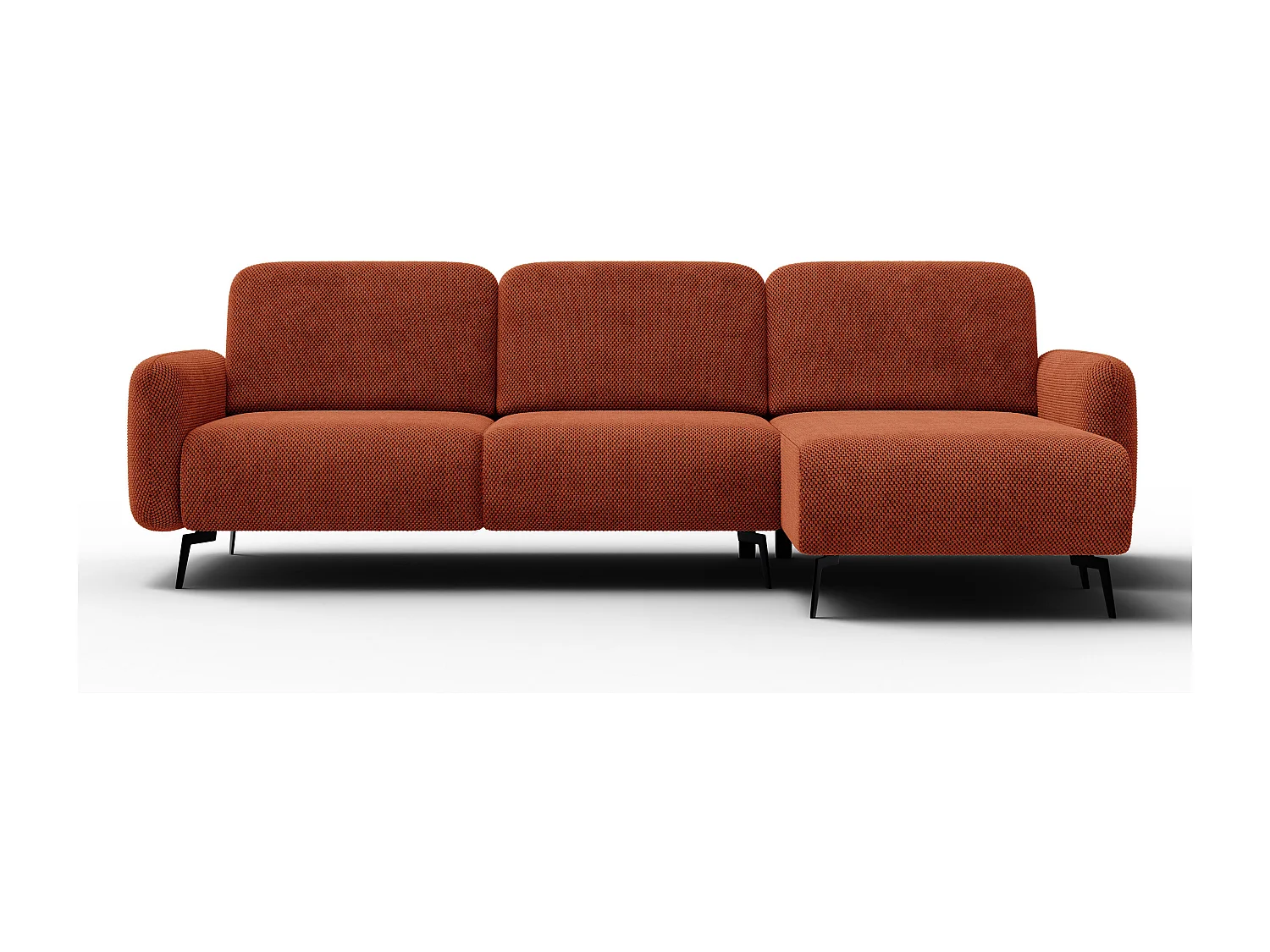 CANAPÉ D'ANGLE FEBE 4 places, tissu orange foncé