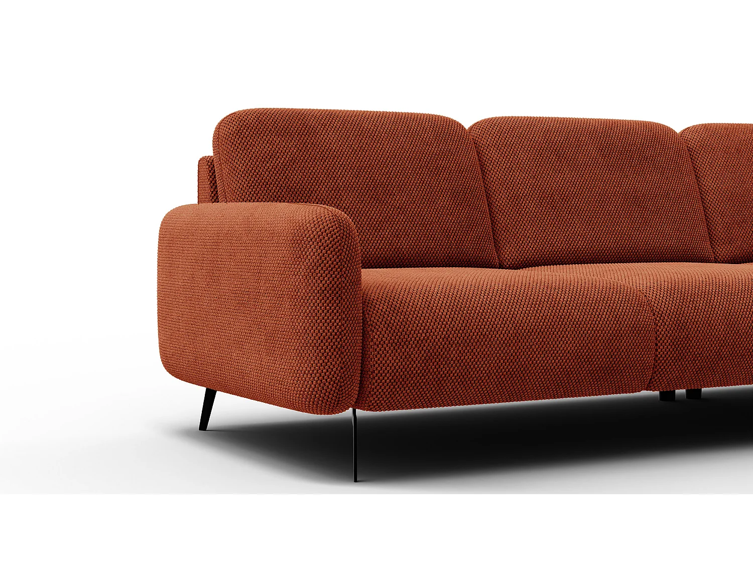 CANAPÉ D'ANGLE FEBE 4 places, tissu orange foncé